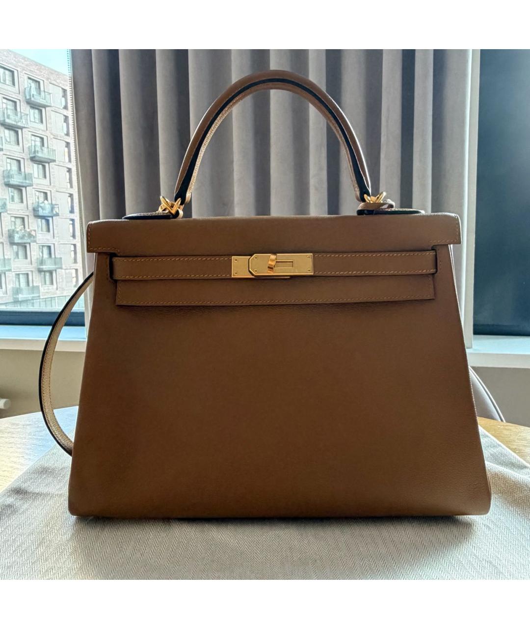 HERMES Горчичная кожаная сумка через плечо, фото 8