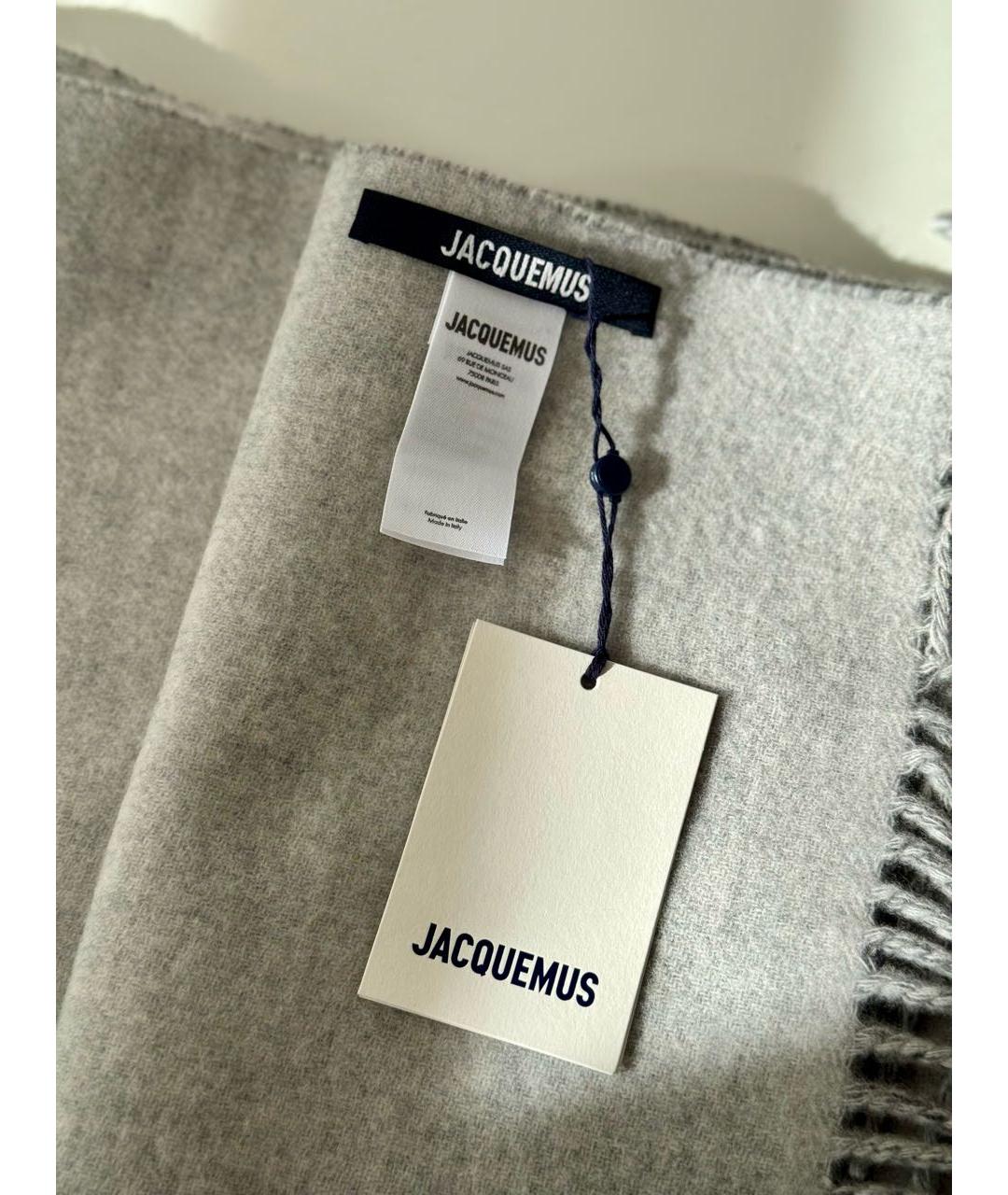 JACQUEMUS Серый шерстяной шарф, фото 3