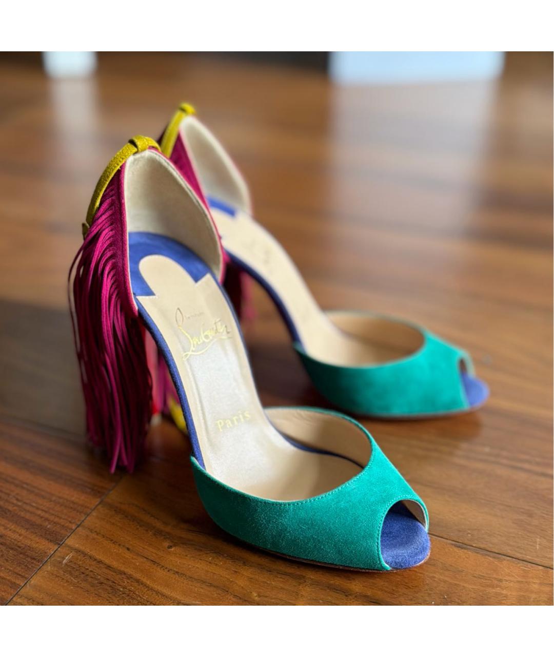 CHRISTIAN LOUBOUTIN Мульти замшевые босоножки, фото 6