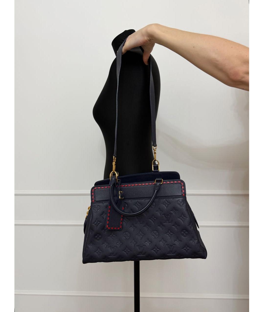 LOUIS VUITTON Темно-синяя кожаная сумка с короткими ручками, фото 8