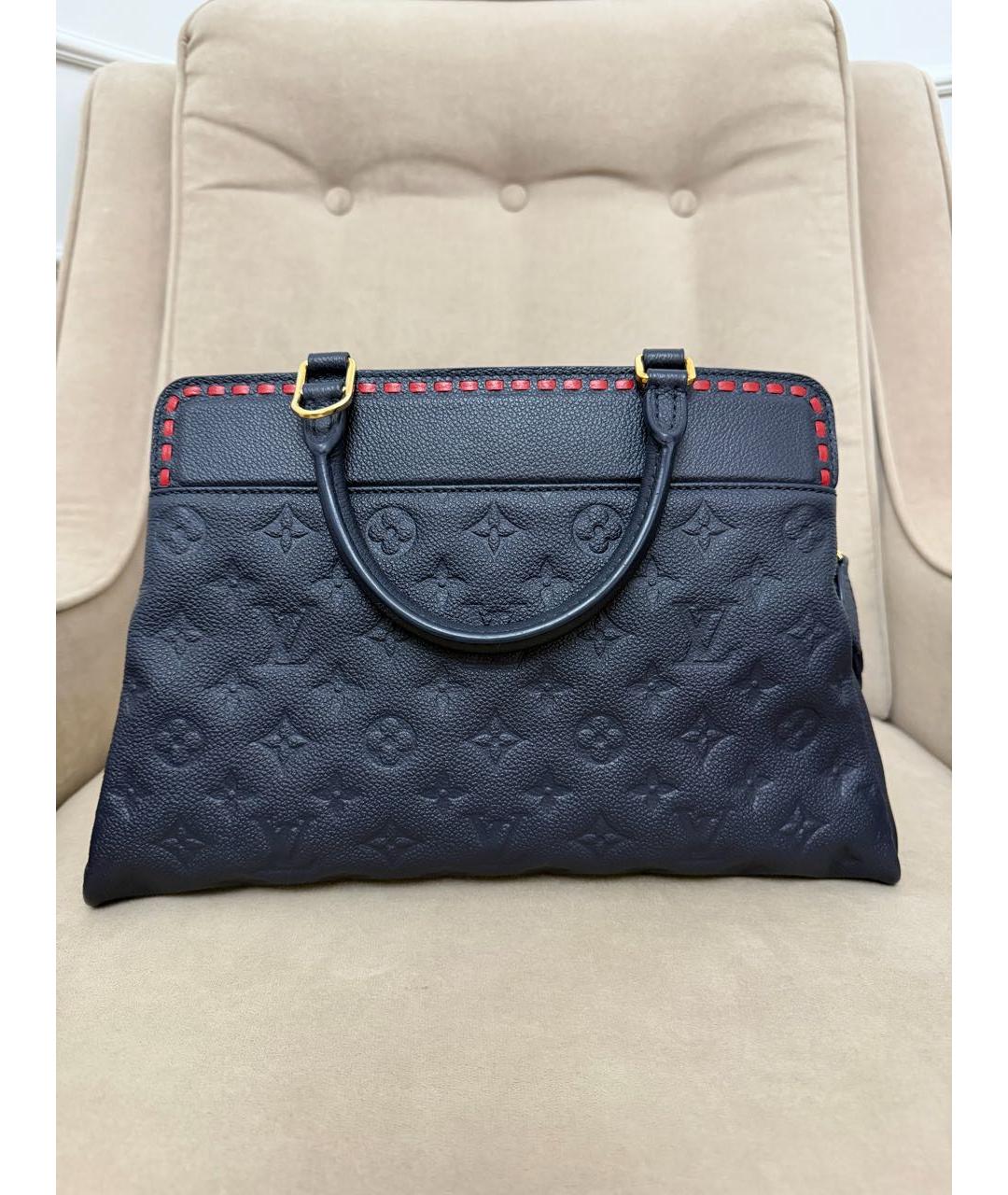 LOUIS VUITTON Темно-синяя кожаная сумка с короткими ручками, фото 3
