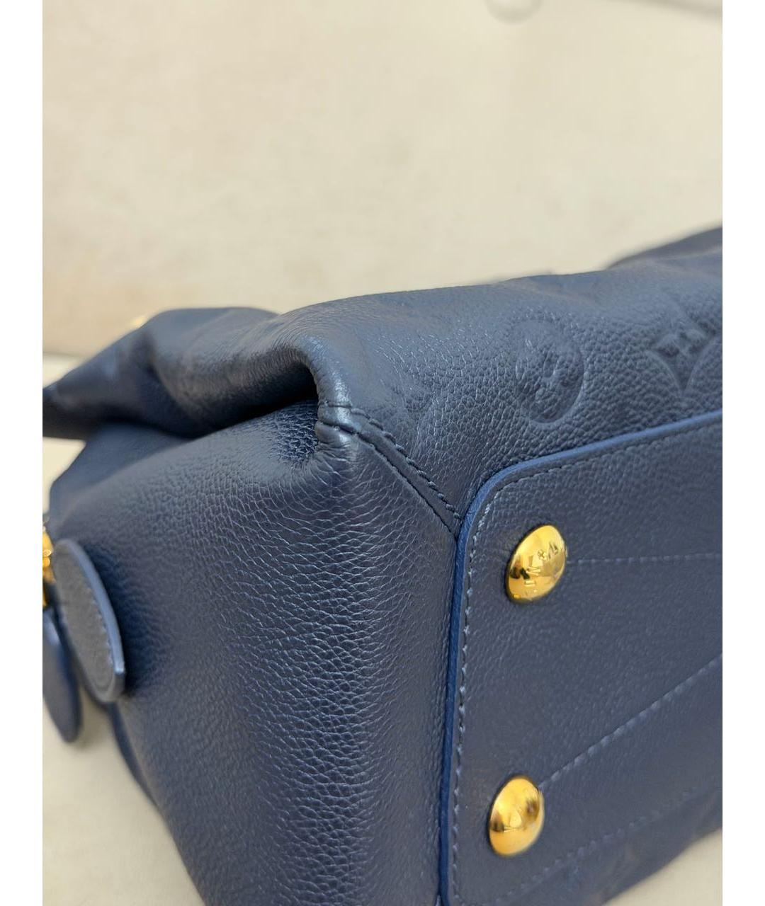 LOUIS VUITTON Темно-синяя кожаная сумка с короткими ручками, фото 6