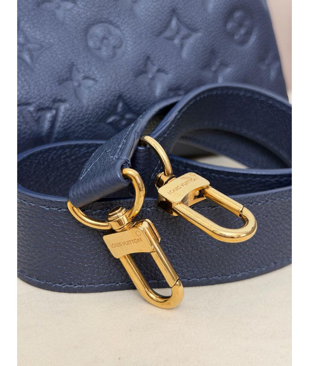 LOUIS VUITTON Темно-синяя кожаная сумка с короткими ручками, фото 7