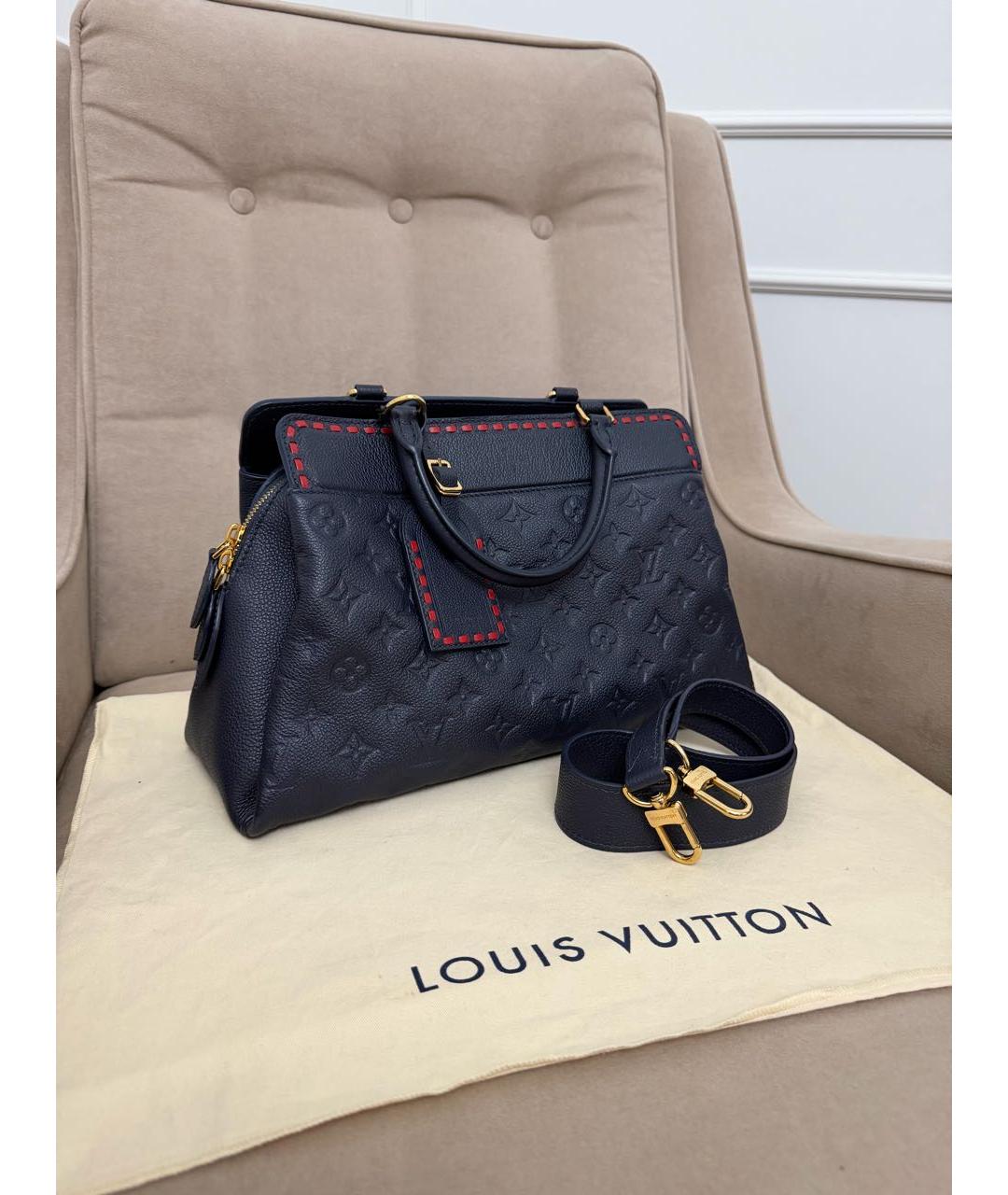 LOUIS VUITTON Темно-синяя кожаная сумка с короткими ручками, фото 2