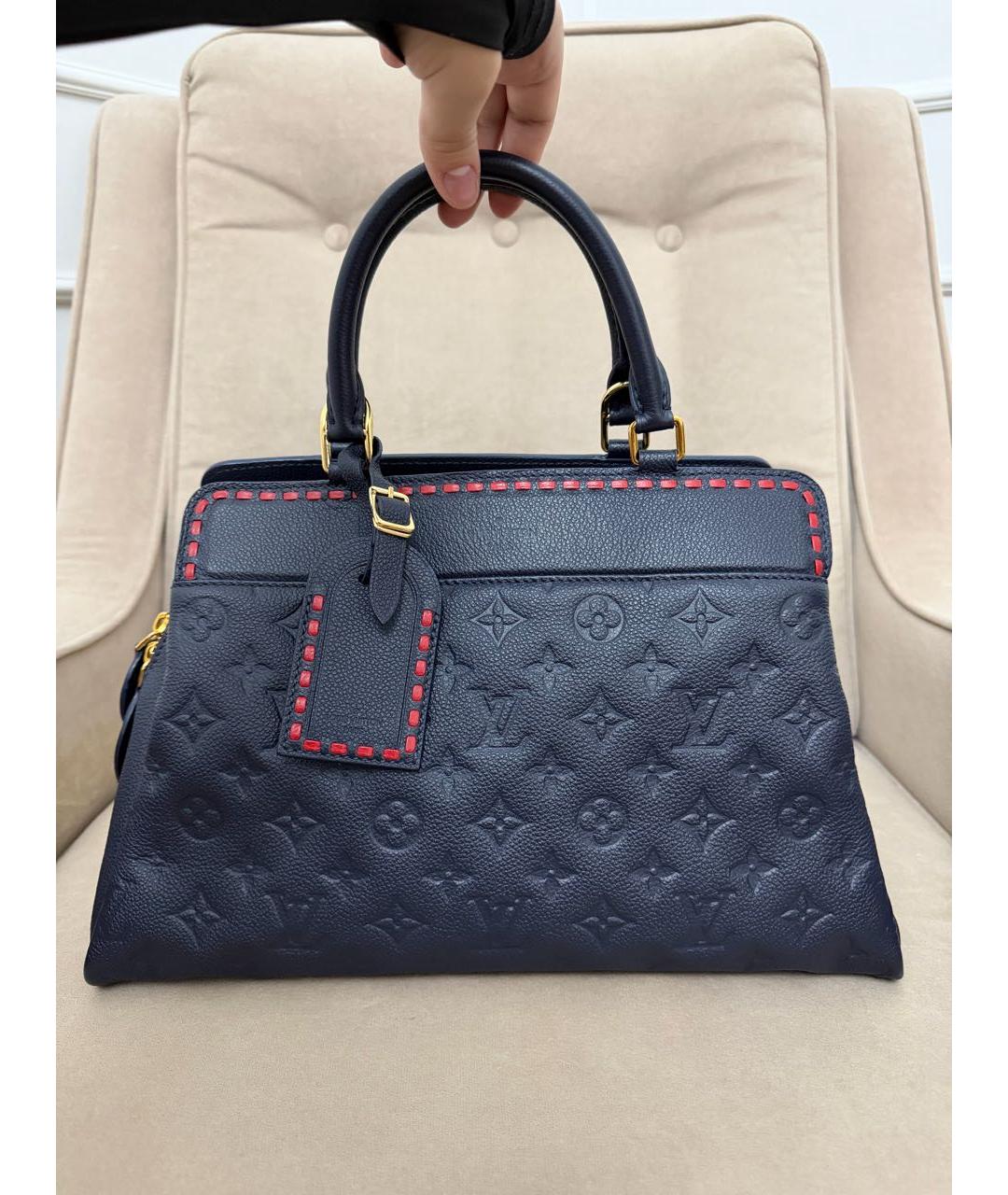 LOUIS VUITTON Темно-синяя кожаная сумка с короткими ручками, фото 9