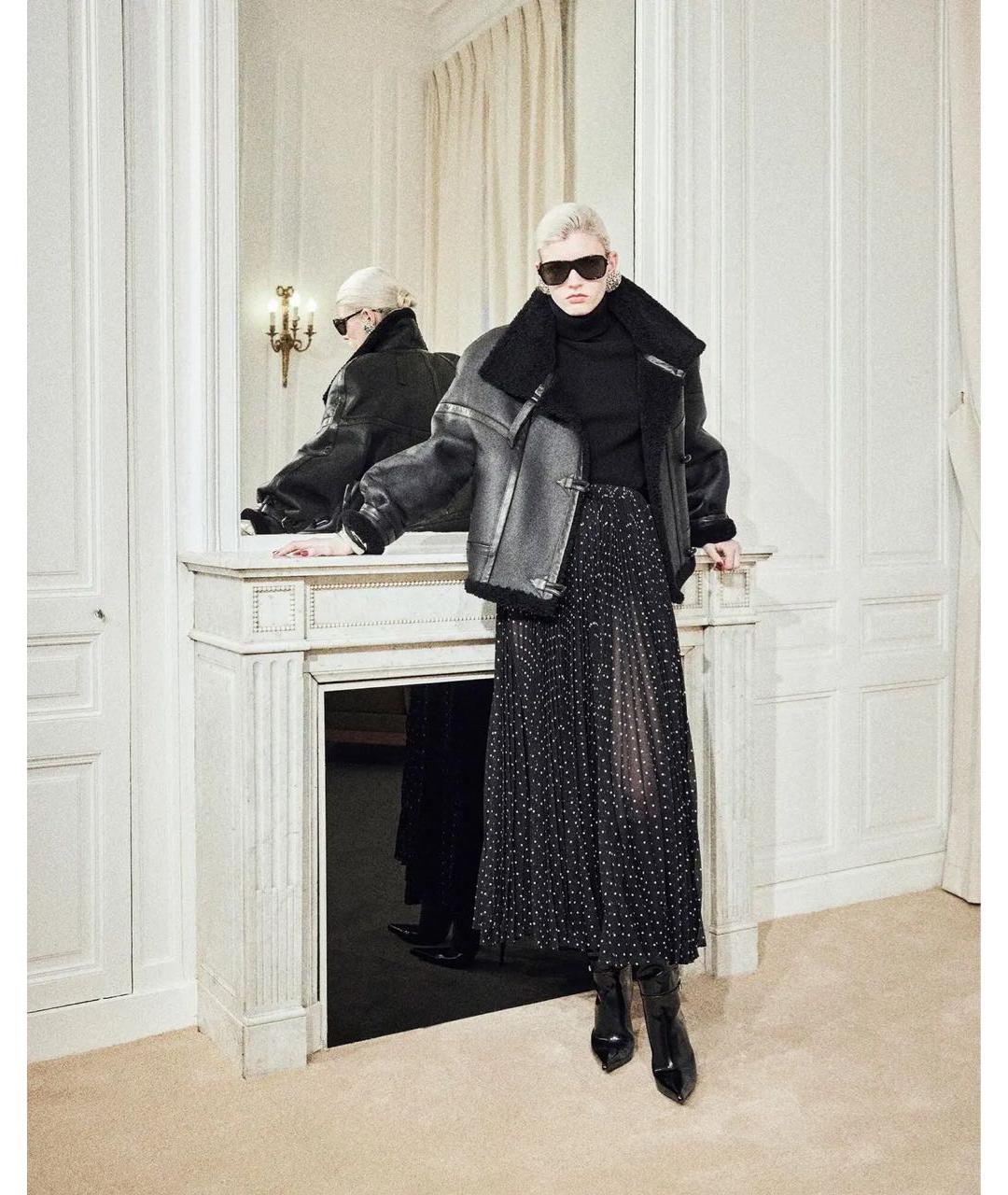 SAINT LAURENT Черная кожаная дубленка, фото 7
