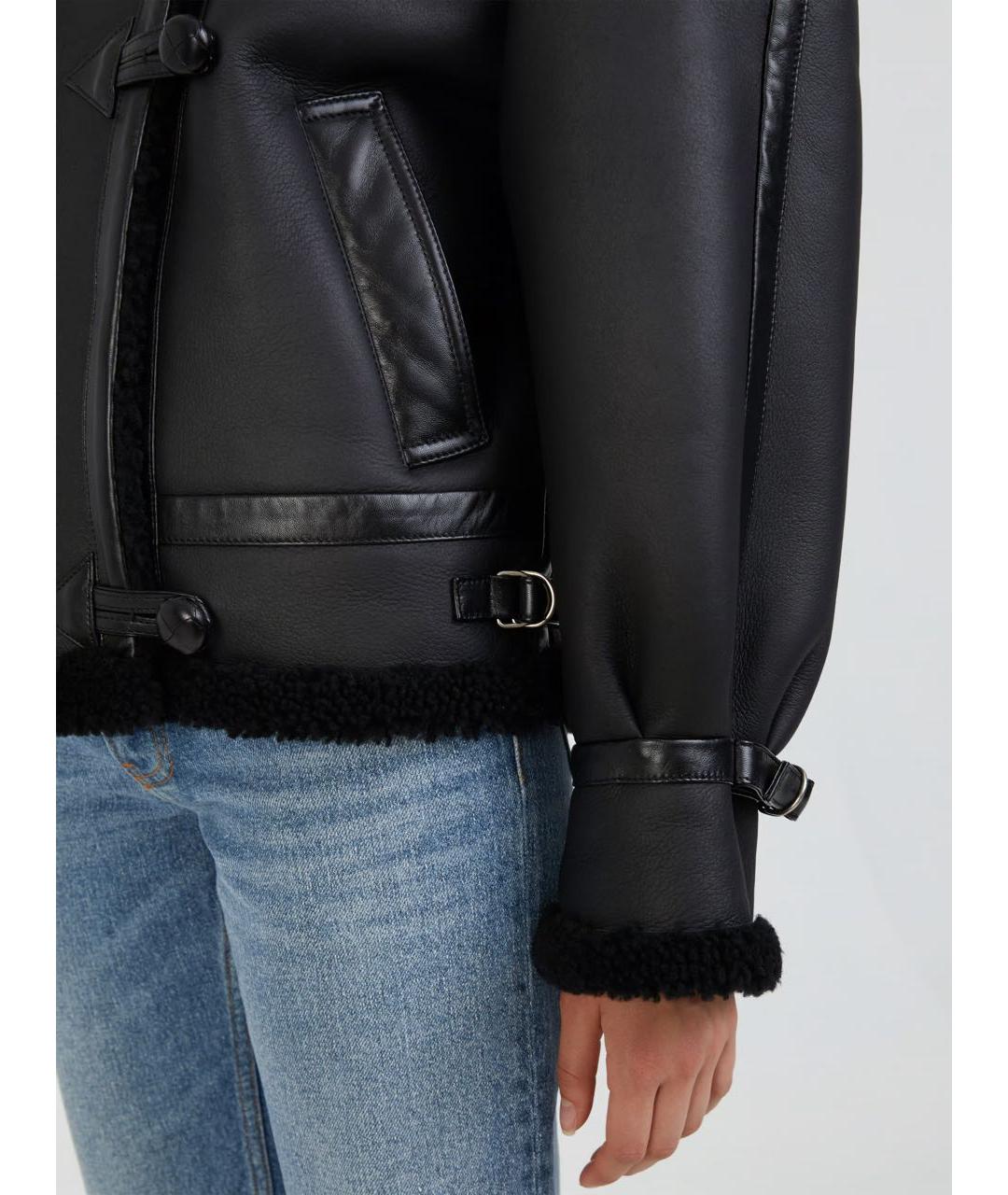 SAINT LAURENT Черная кожаная дубленка, фото 6