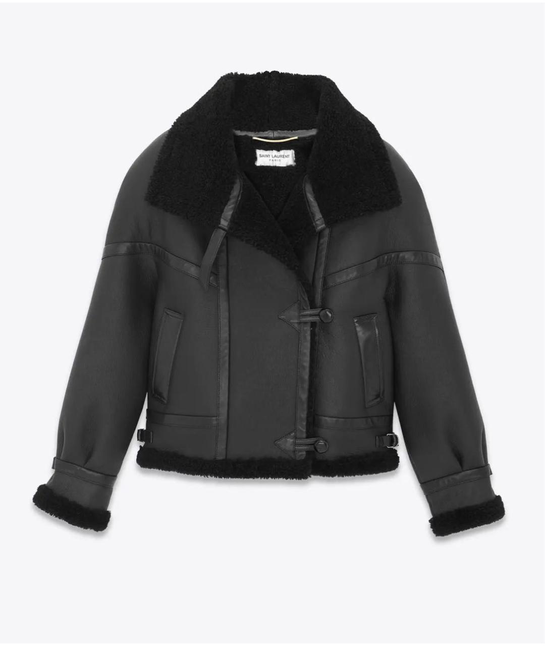 SAINT LAURENT Черная кожаная дубленка, фото 9