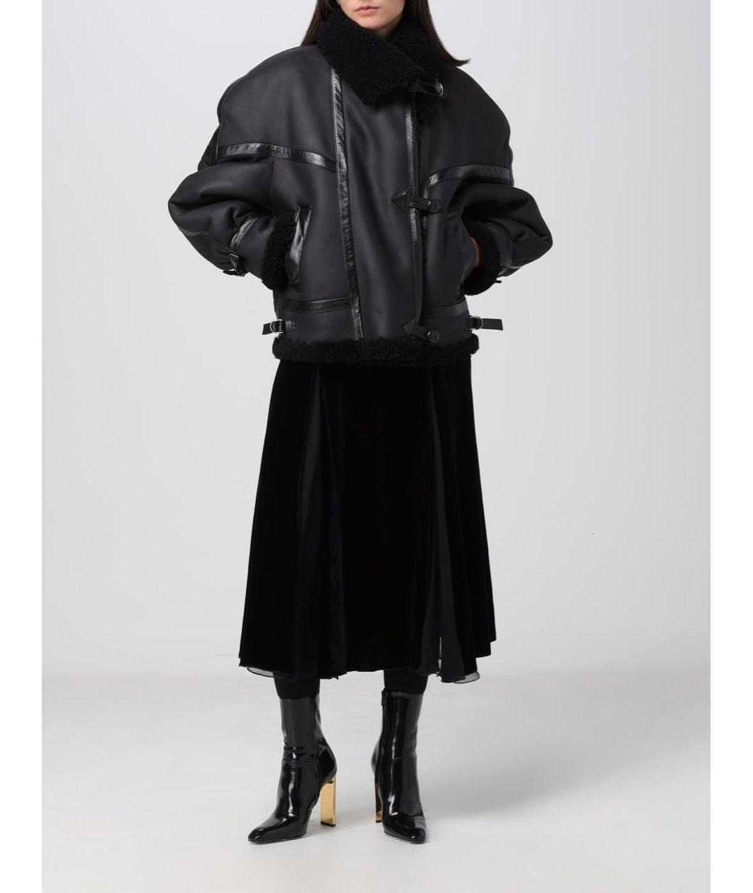 SAINT LAURENT Черная кожаная дубленка, фото 8