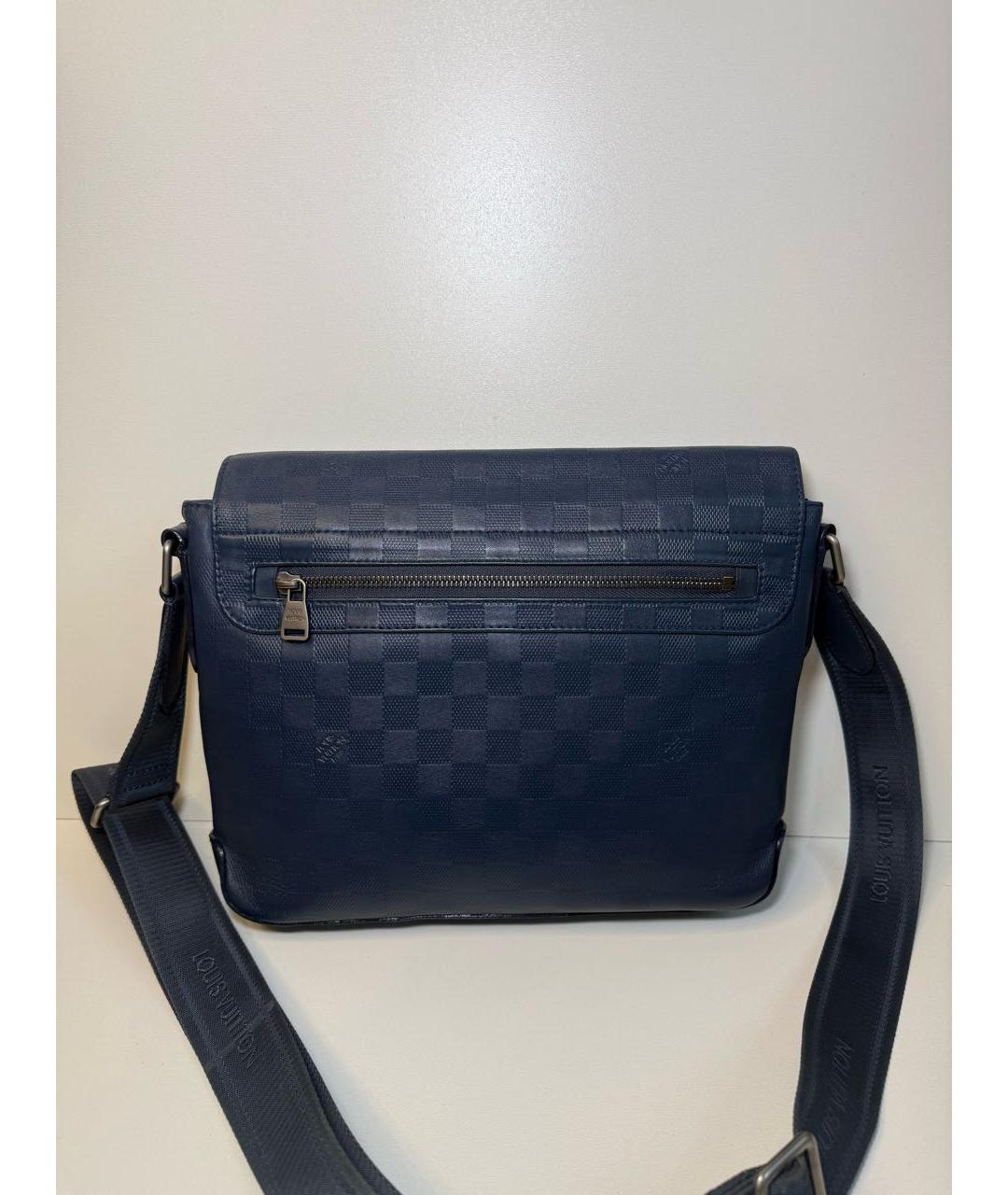 LOUIS VUITTON Темно-синяя кожаная барсетка, фото 3