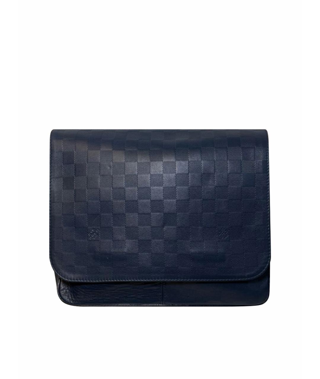 LOUIS VUITTON Темно-синяя кожаная барсетка, фото 1