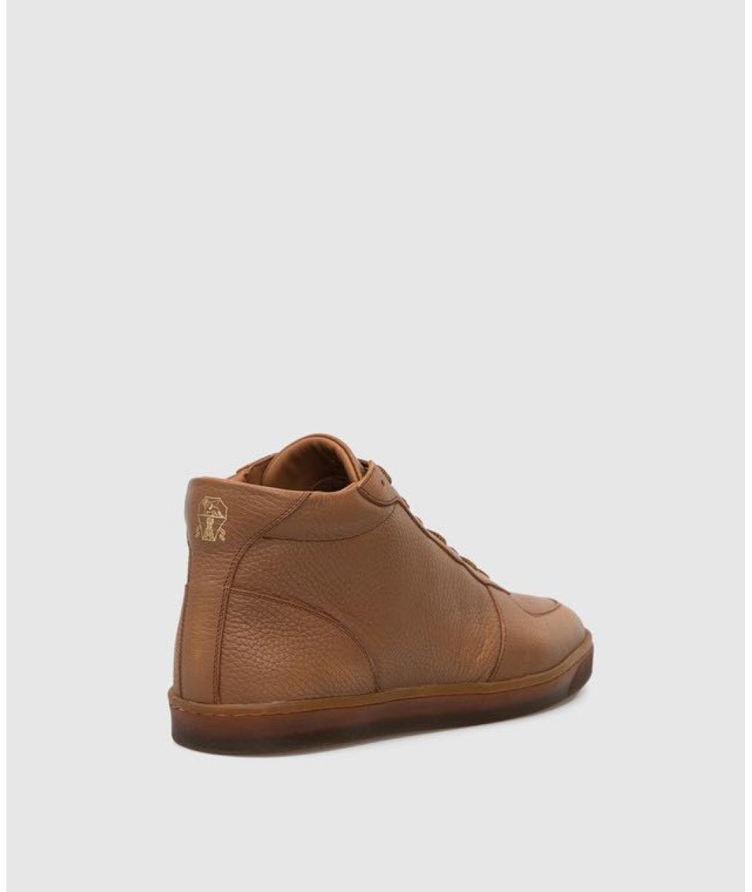 BRUNELLO CUCINELLI Коричневые кожаные низкие ботинки, фото 4