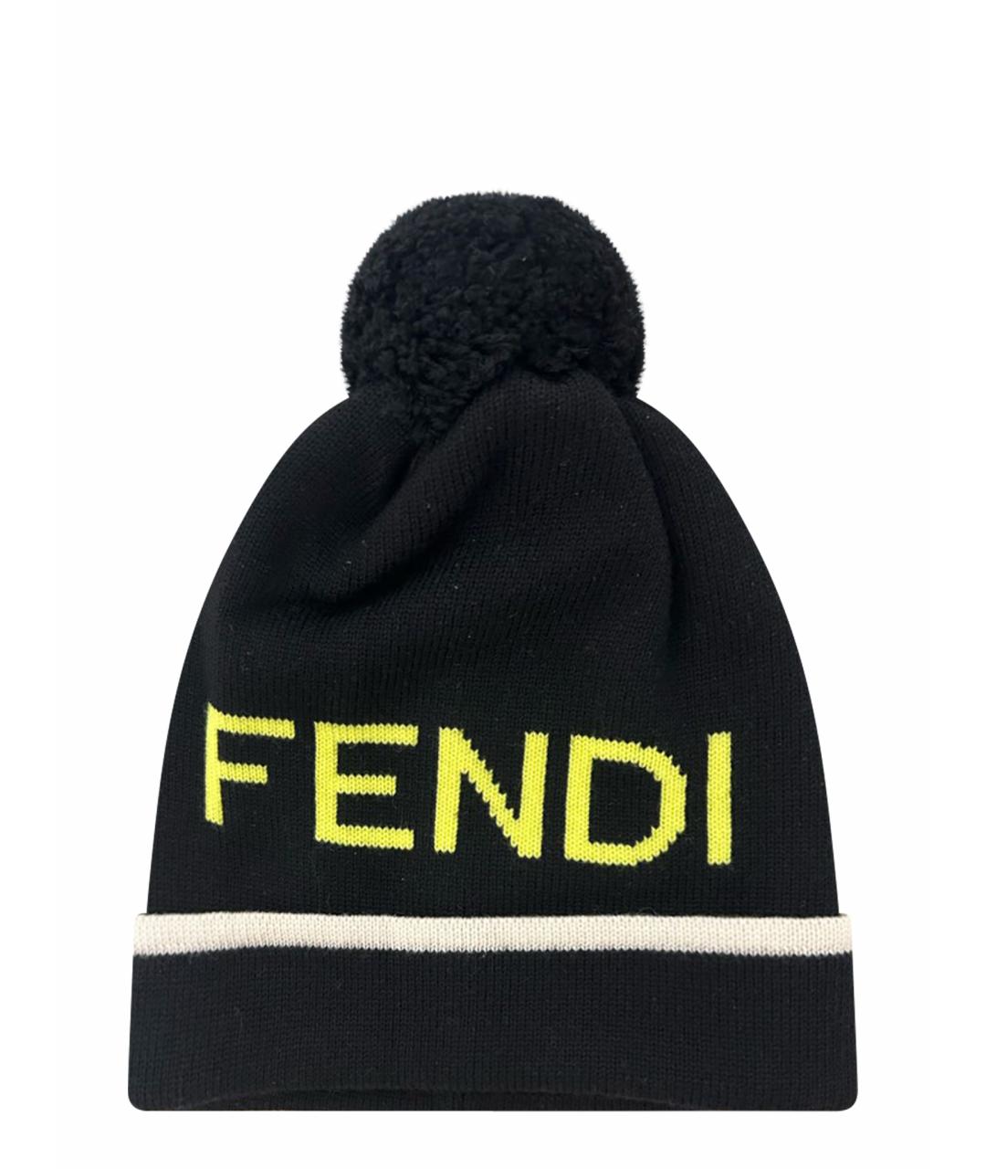 FENDI Черная шерстяная шапка, фото 1