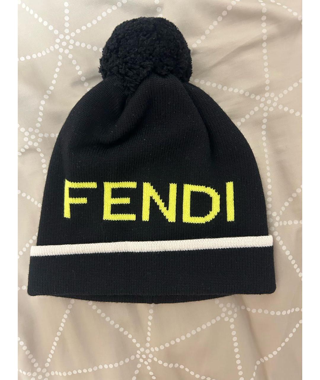 FENDI Черная шерстяная шапка, фото 4