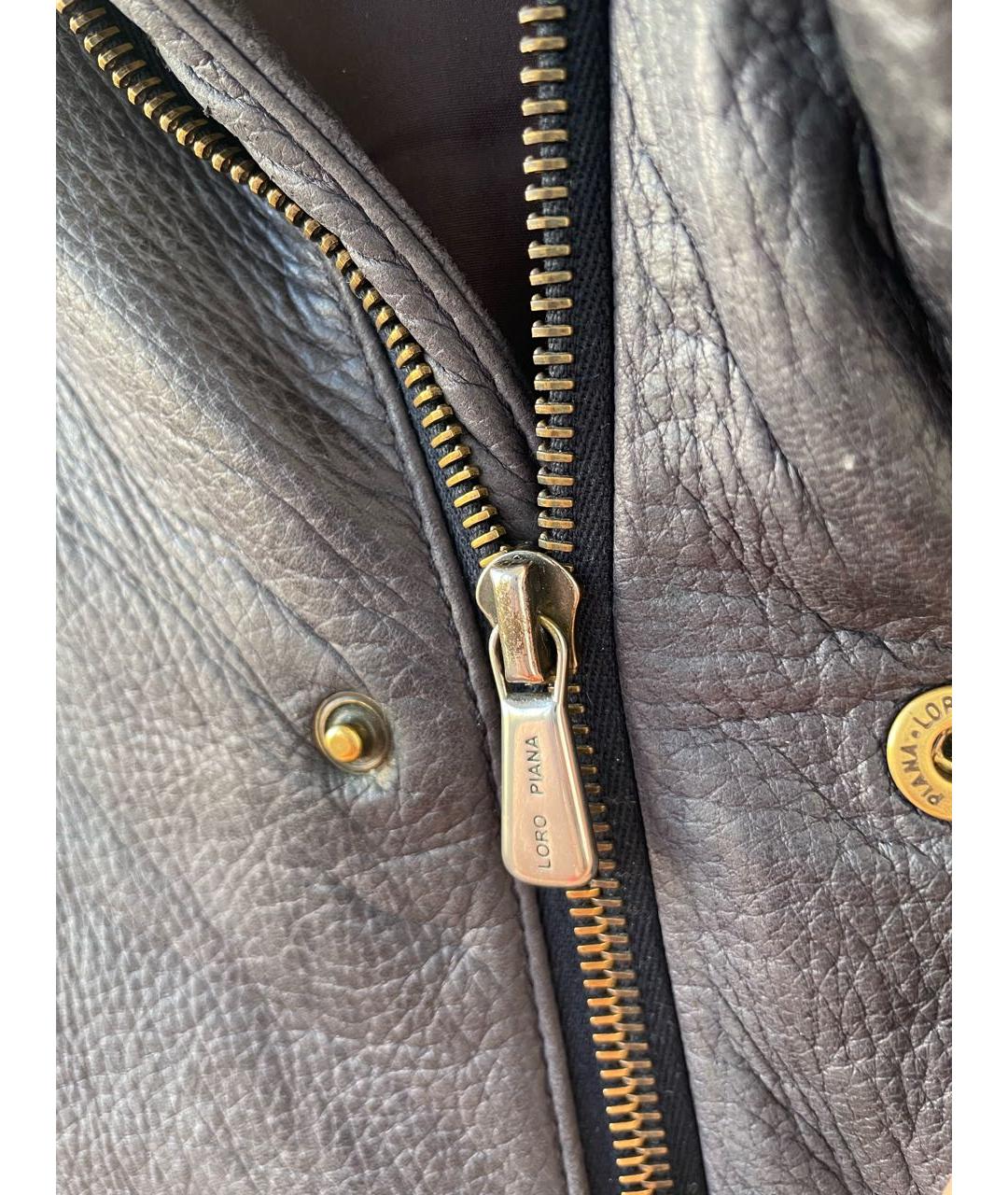 LORO PIANA Бордовая кожаная дубленка/шуба, фото 4