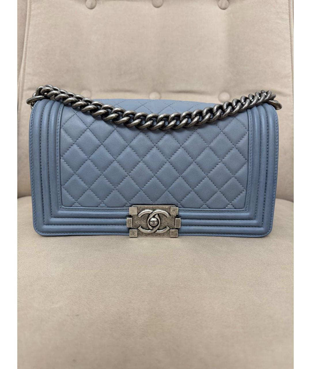 CHANEL Голубая кожаная сумка через плечо, фото 9