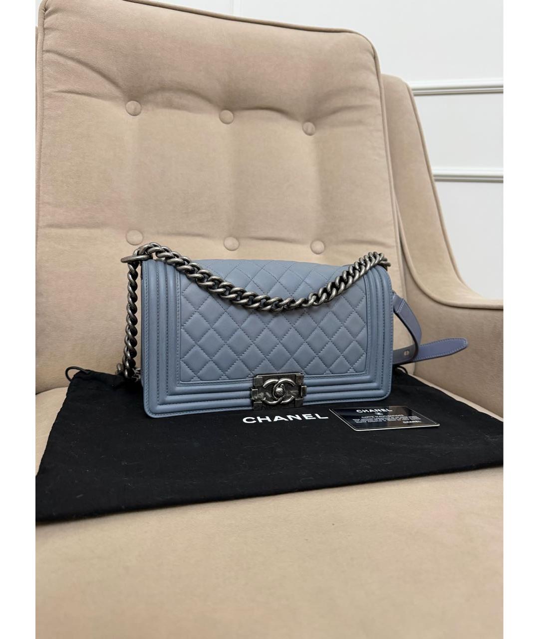 CHANEL Голубая кожаная сумка через плечо, фото 2