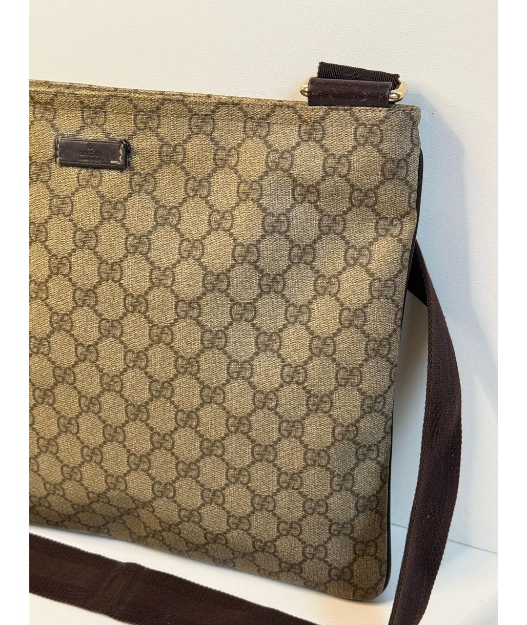 GUCCI Бежевая сумка на плечо из канвы, фото 2