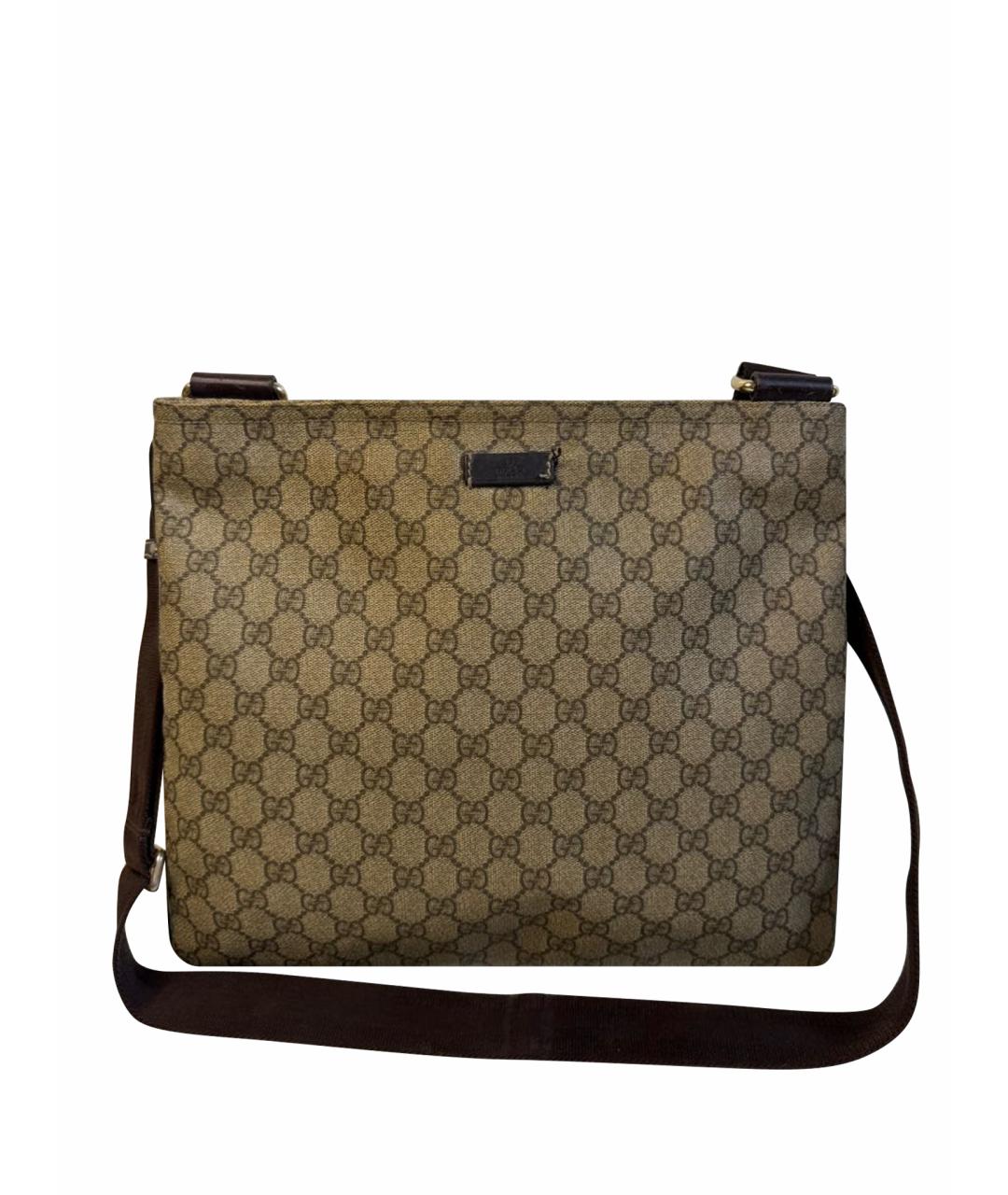 GUCCI Бежевая сумка на плечо из канвы, фото 1