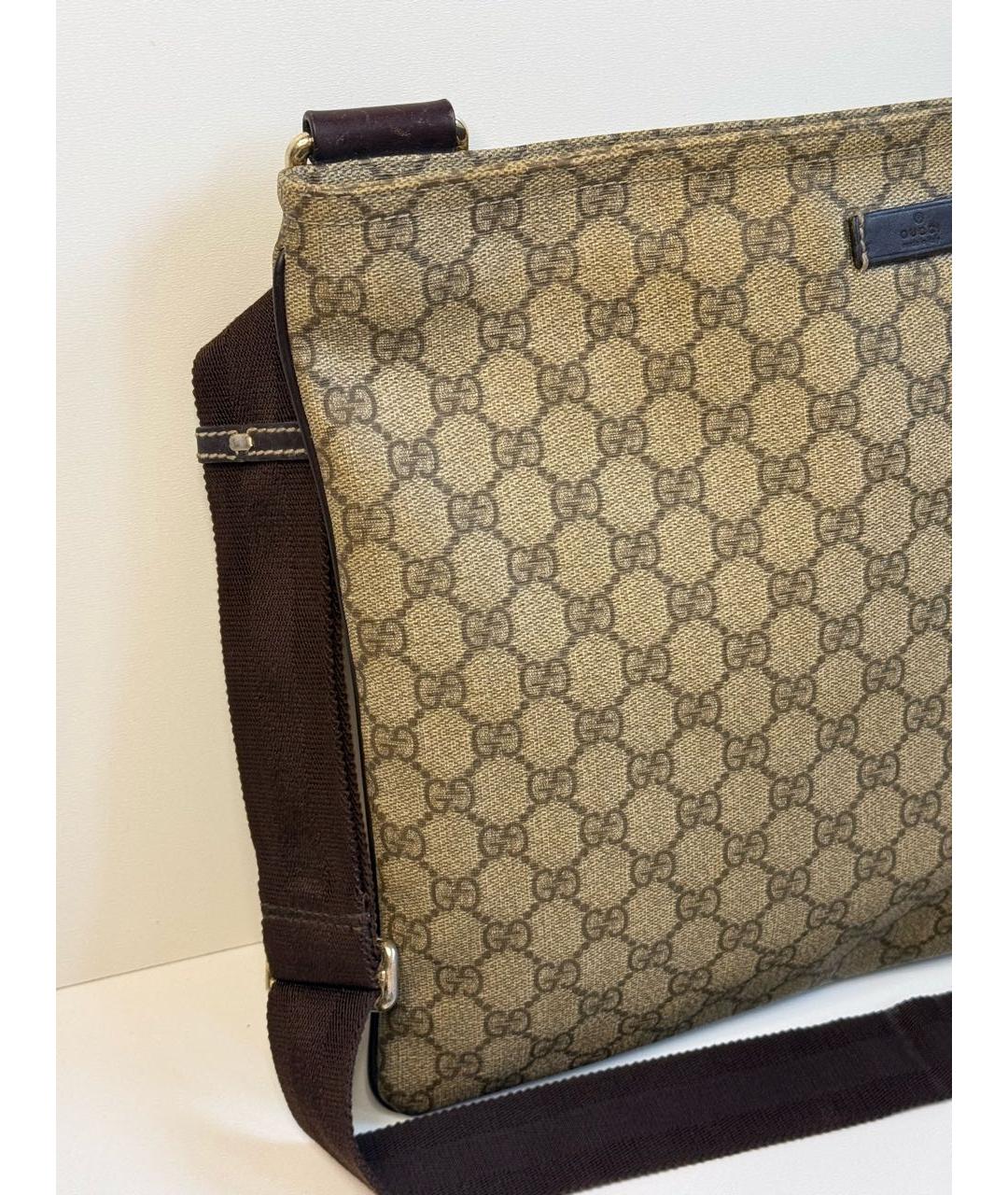 GUCCI Бежевая сумка на плечо из канвы, фото 5