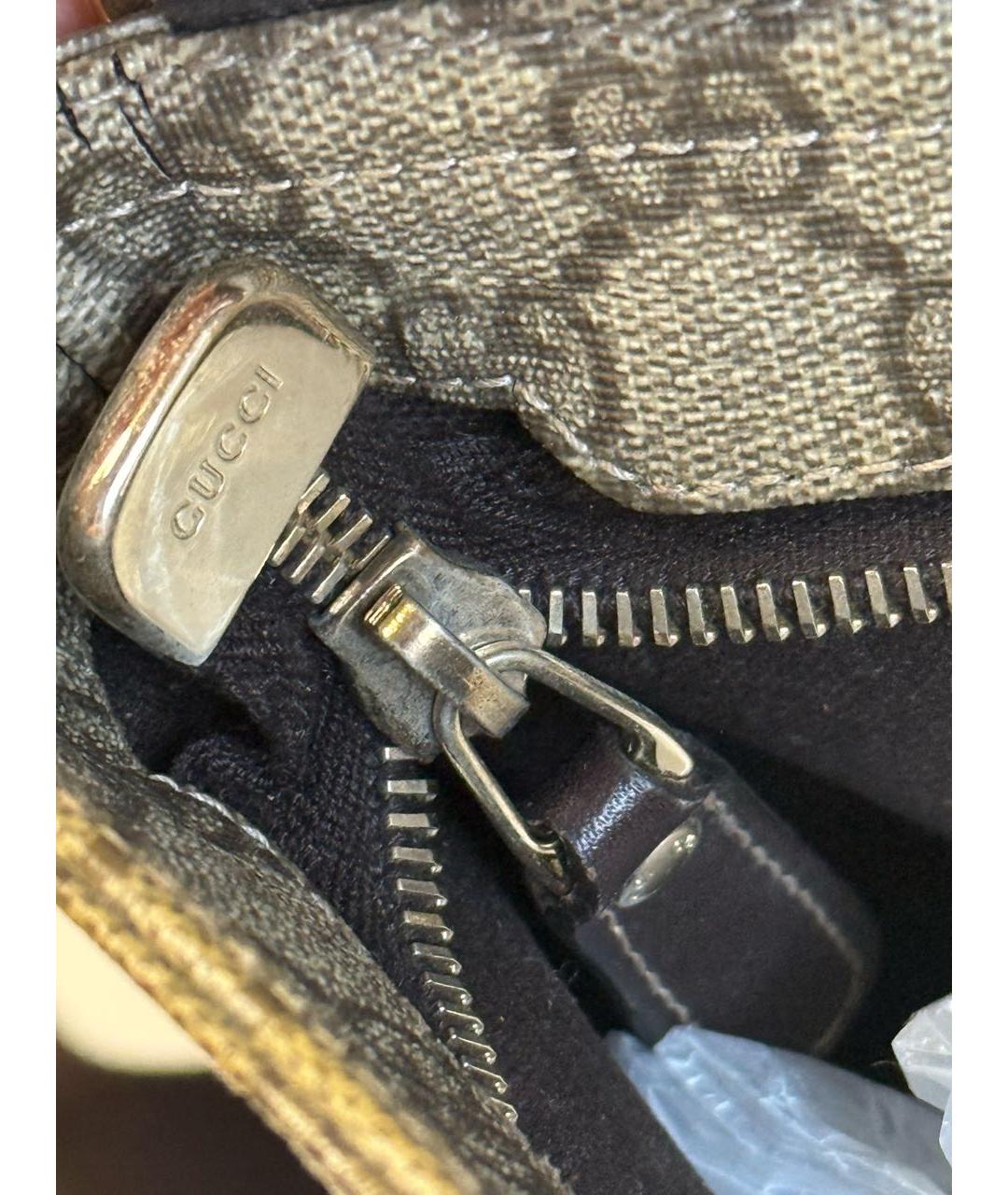 GUCCI Бежевая сумка на плечо из канвы, фото 4