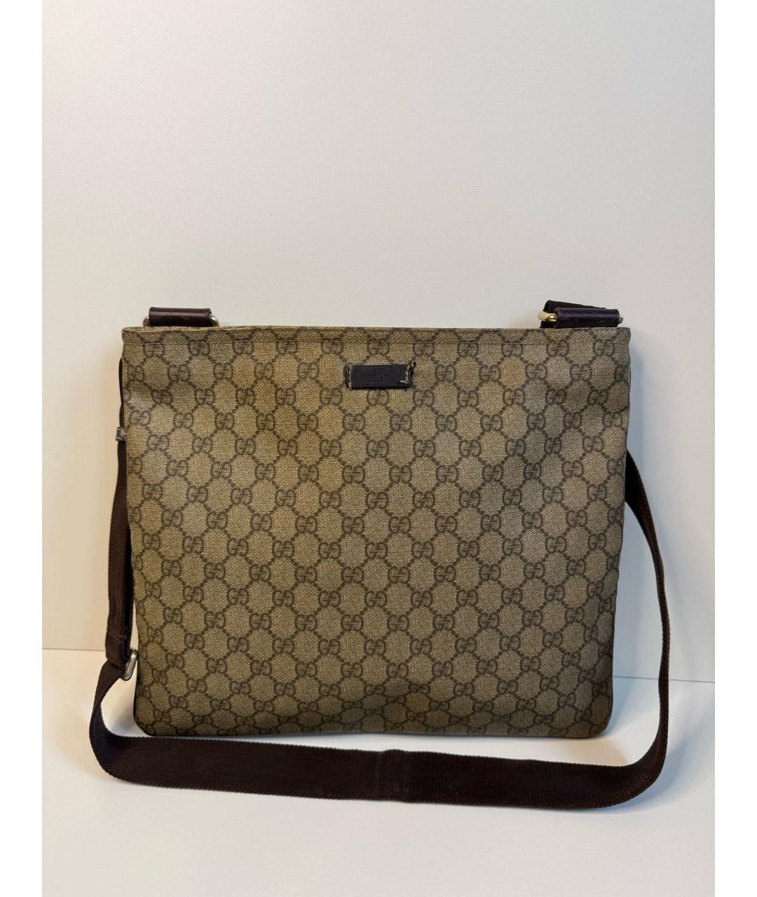 GUCCI Бежевая сумка на плечо из канвы, фото 9