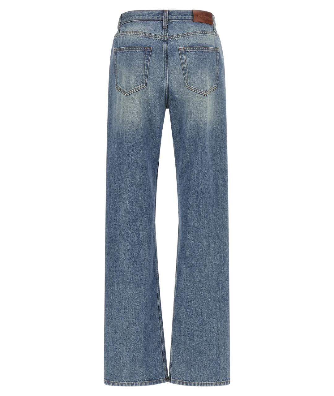 GUCCI Голубые хлопковые прямые джинсы, фото 2