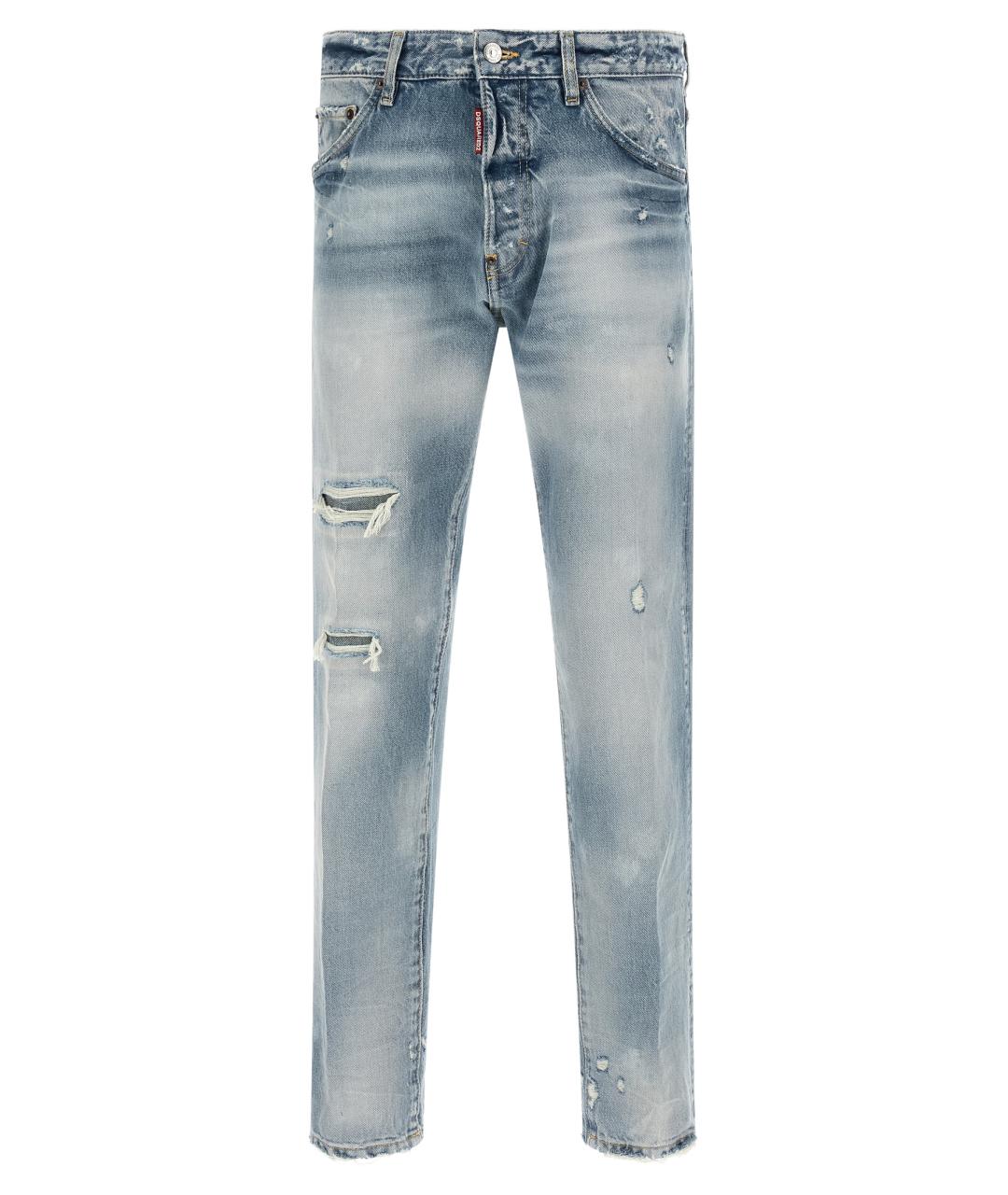 DSQUARED2 Голубые хлопковые прямые джинсы, фото 1