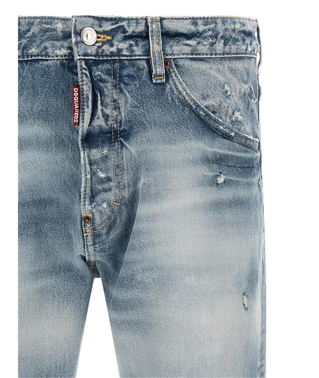 DSQUARED2 Голубые хлопковые прямые джинсы, фото 3
