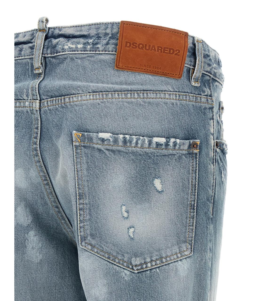 DSQUARED2 Голубые хлопковые прямые джинсы, фото 4