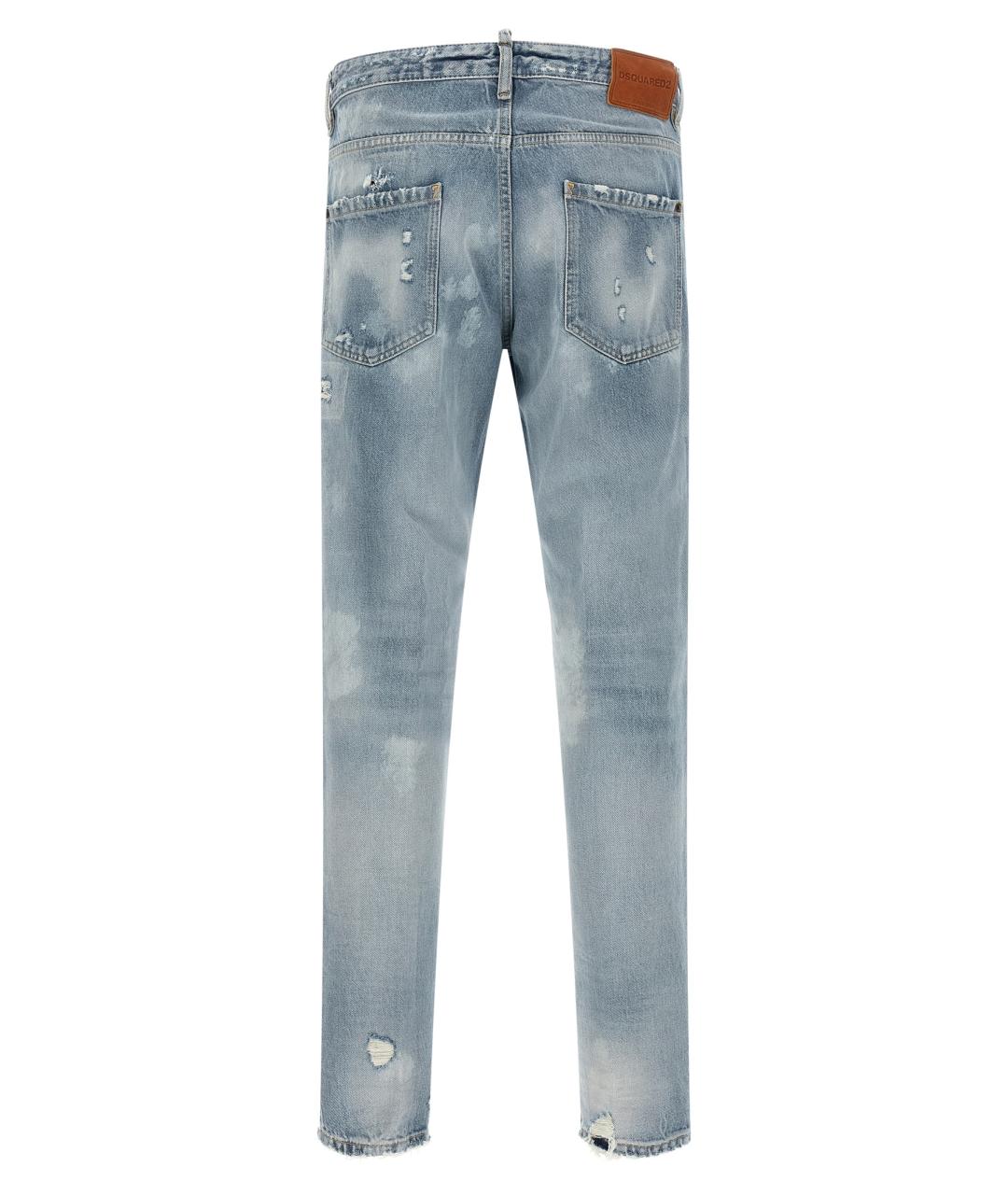 DSQUARED2 Голубые хлопковые прямые джинсы, фото 2