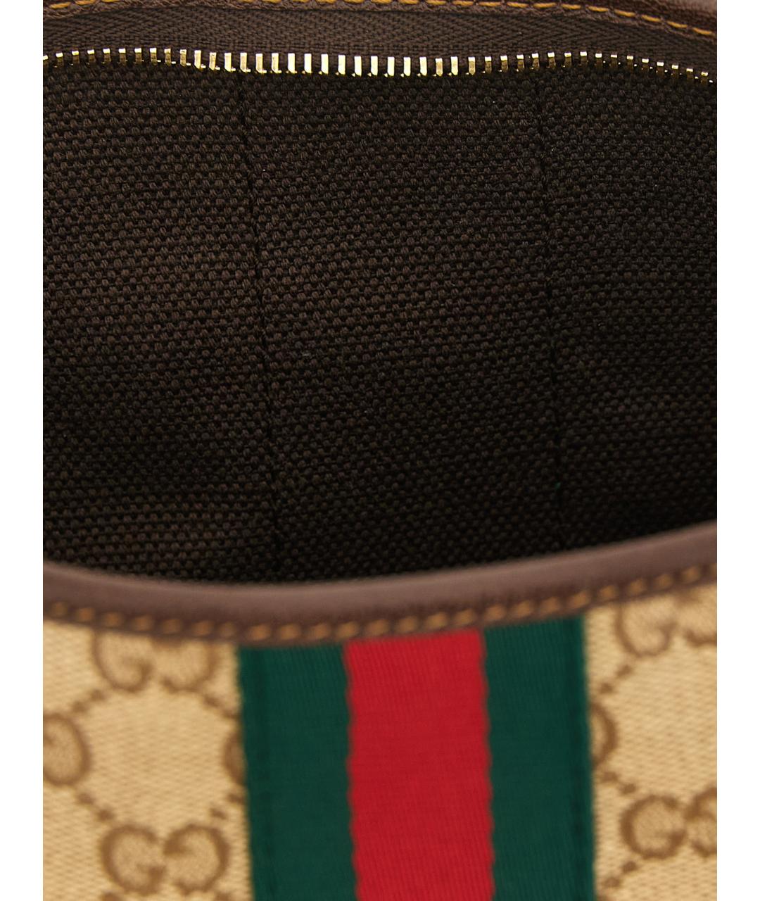 GUCCI Бежевая сумка через плечо из канвы, фото 4