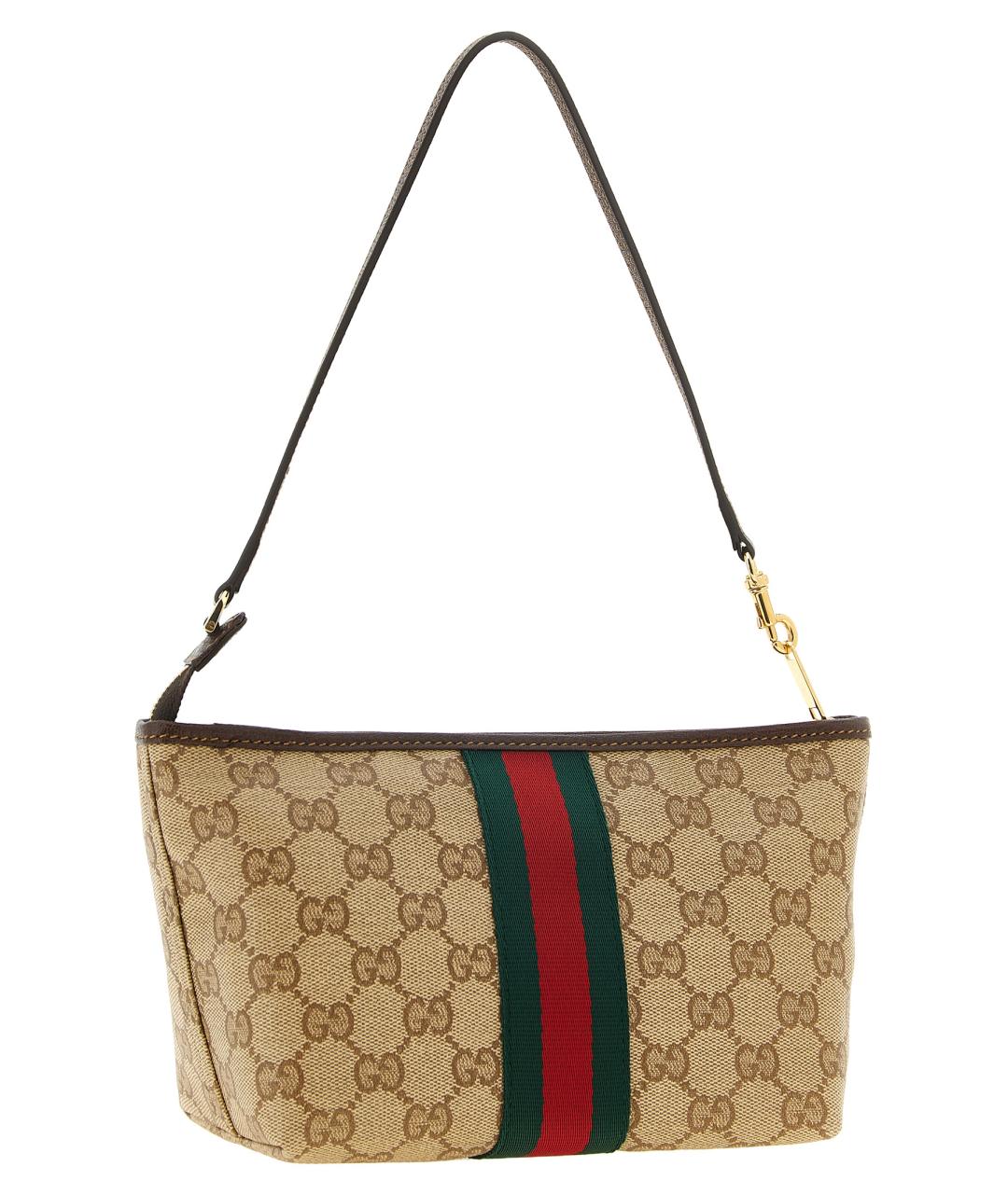 GUCCI Бежевая сумка через плечо из канвы, фото 2