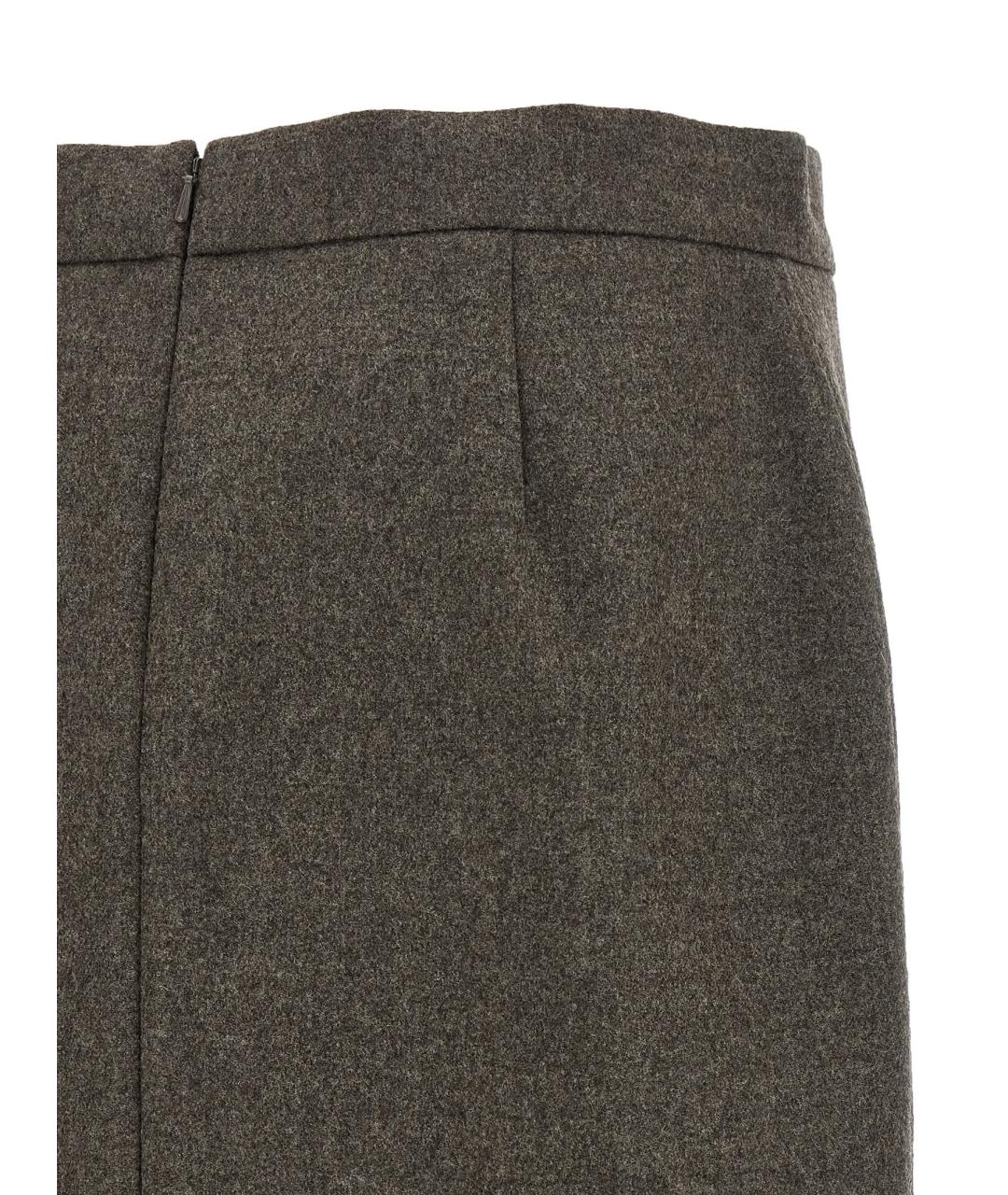 MAX MARA Коричневая шерстяная юбка мини, фото 4