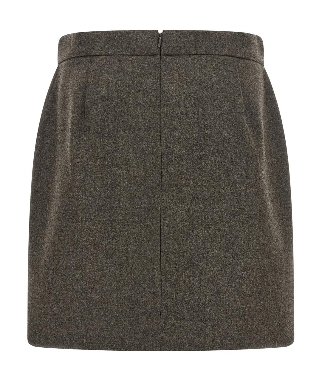 MAX MARA Коричневая шерстяная юбка мини, фото 2