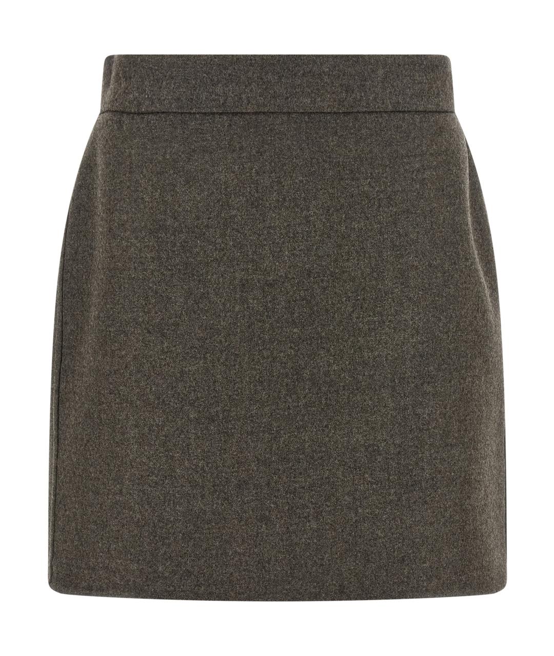 MAX MARA Коричневая шерстяная юбка мини, фото 1