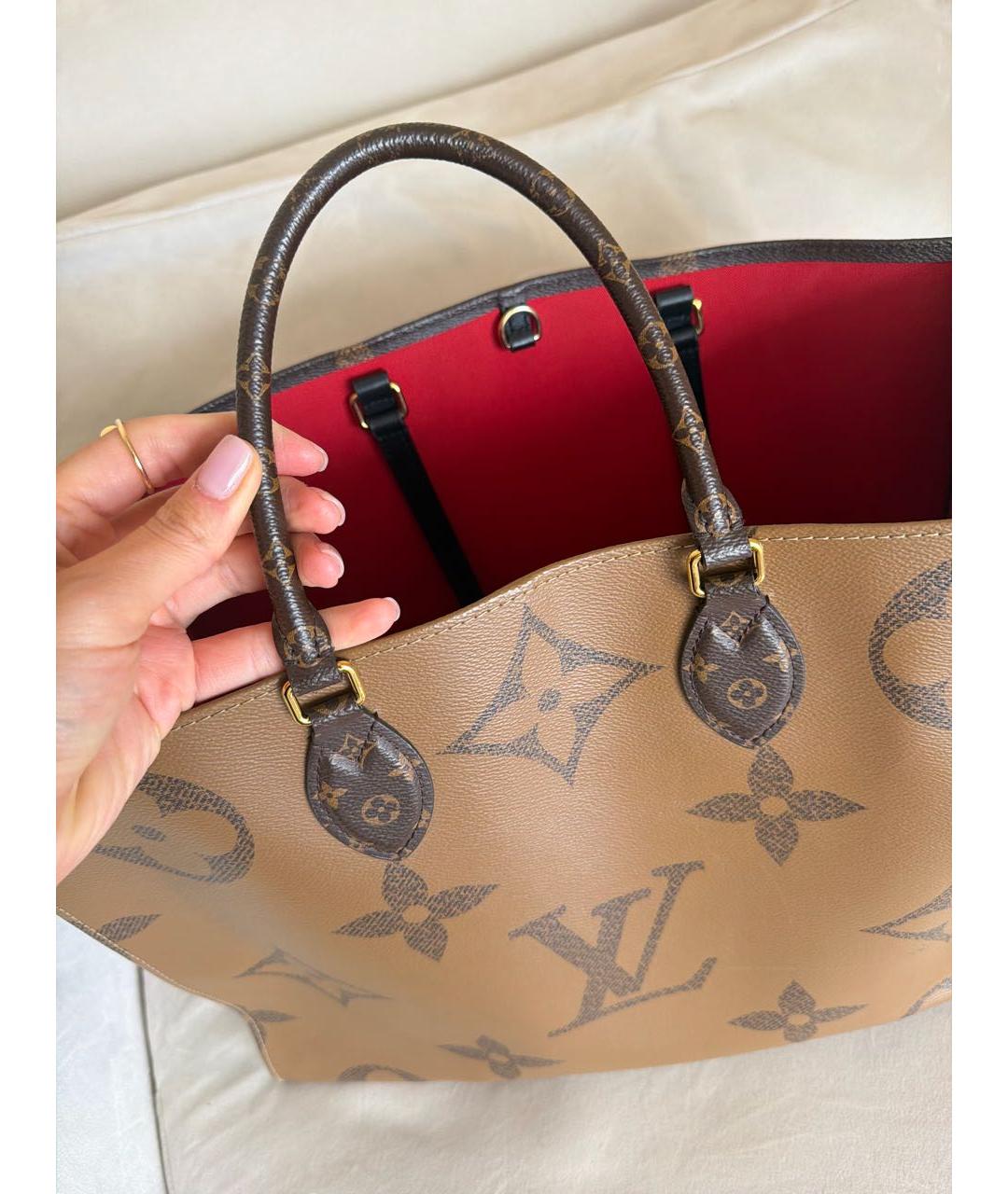 LOUIS VUITTON Коричневая сумка тоут из канвы, фото 5