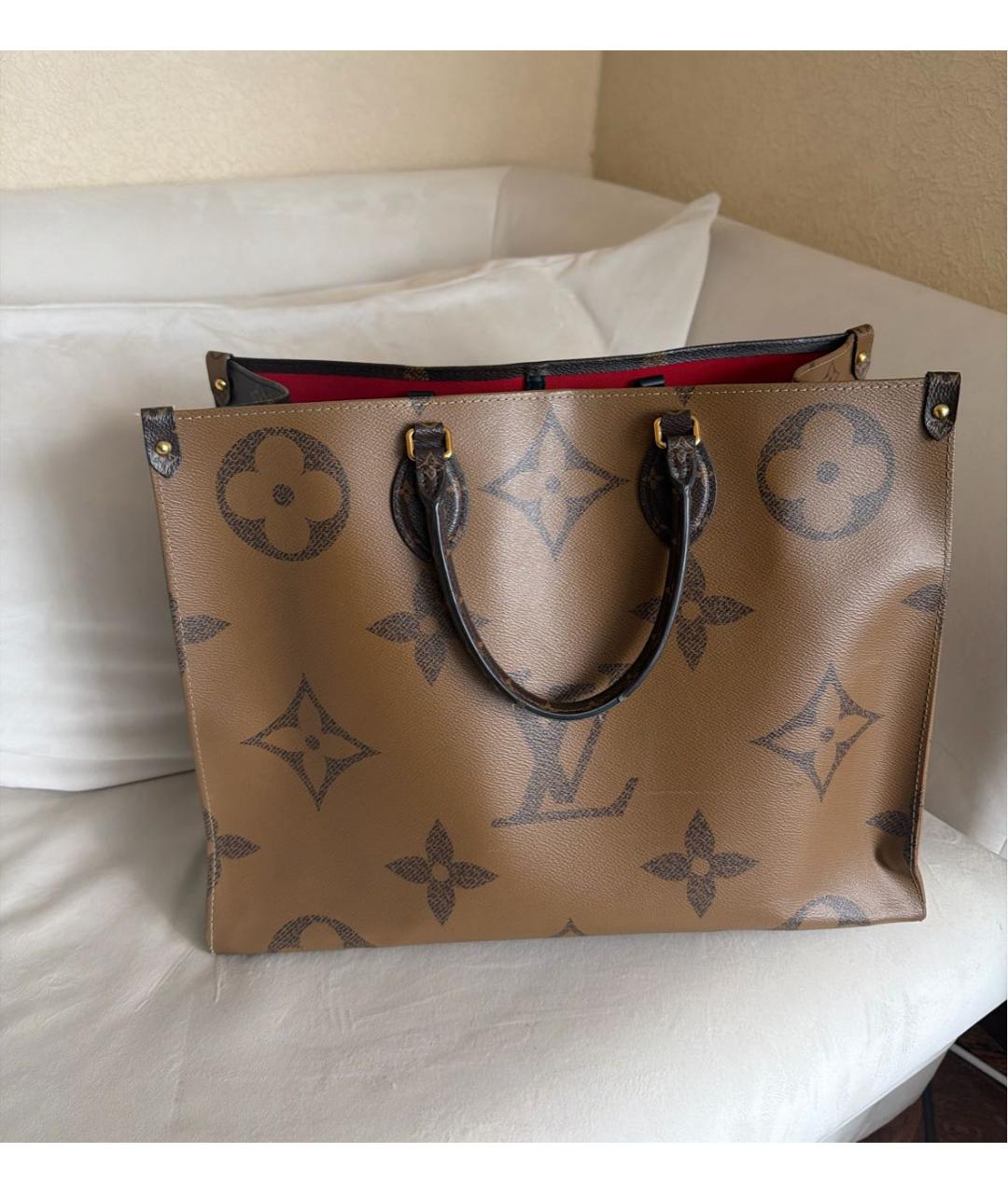 LOUIS VUITTON Коричневая сумка тоут из канвы, фото 9