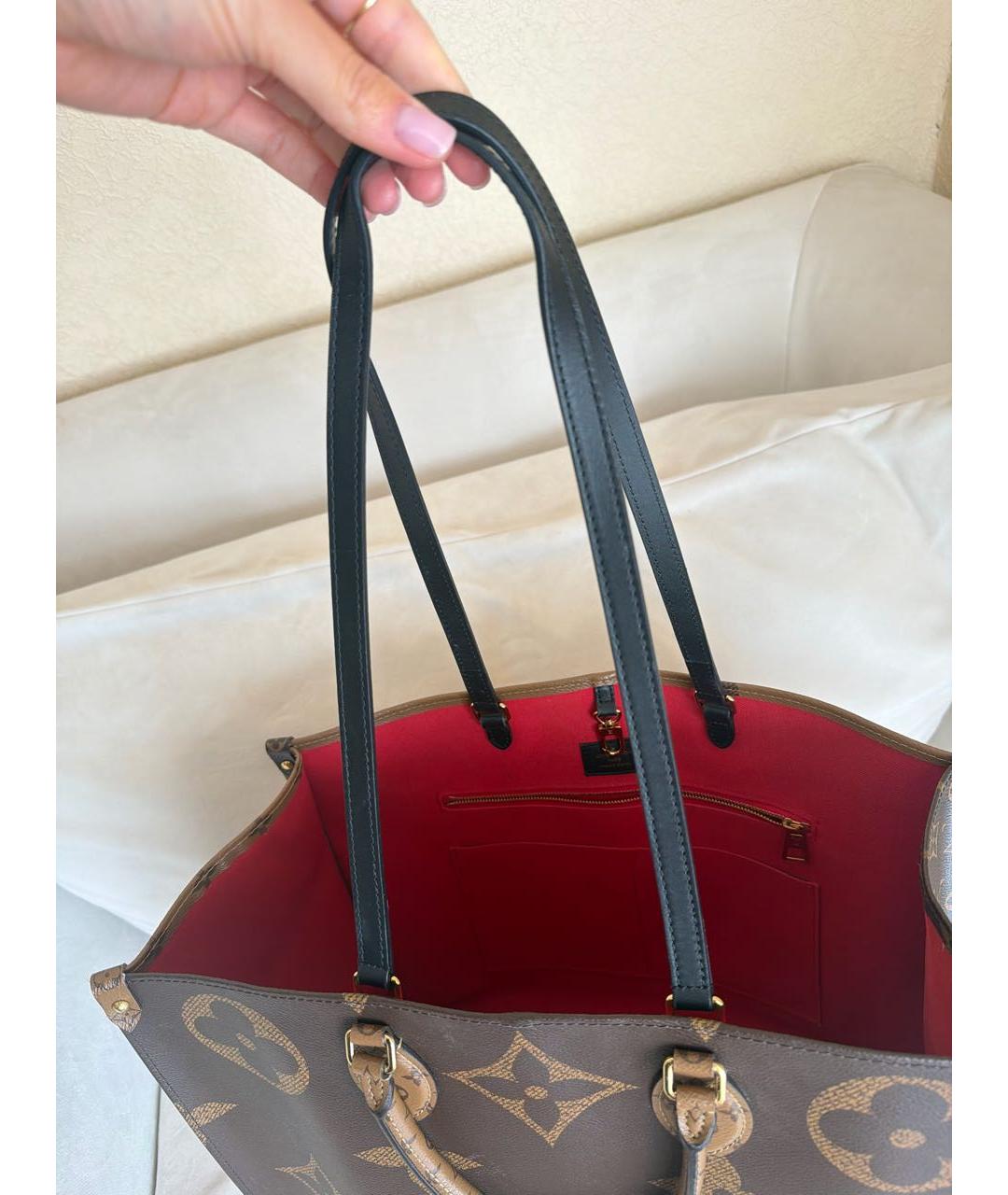 LOUIS VUITTON Коричневая сумка тоут из канвы, фото 8