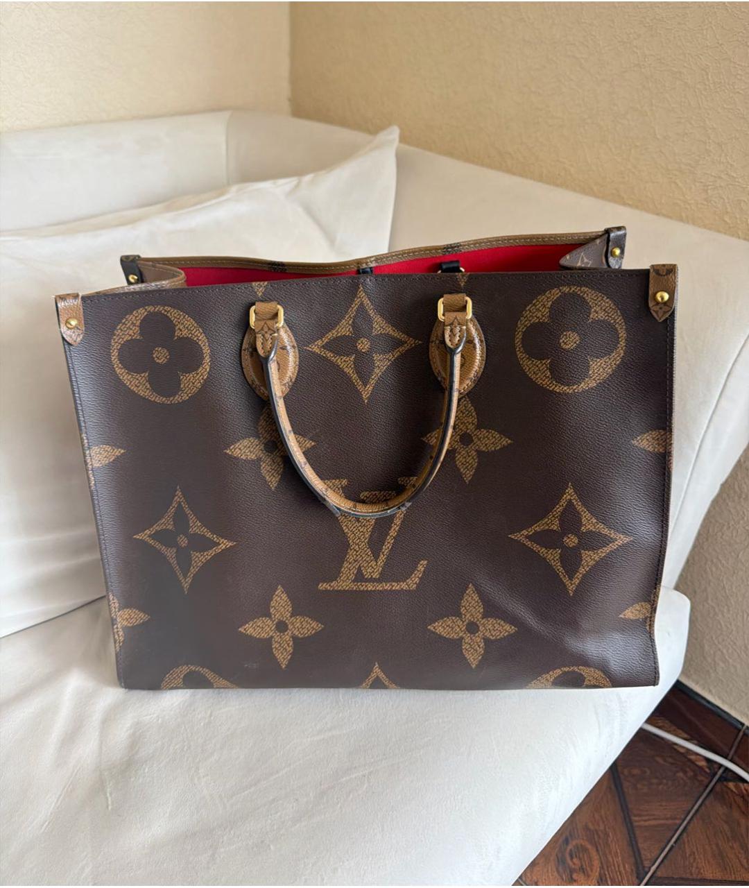 LOUIS VUITTON Коричневая сумка тоут из канвы, фото 3