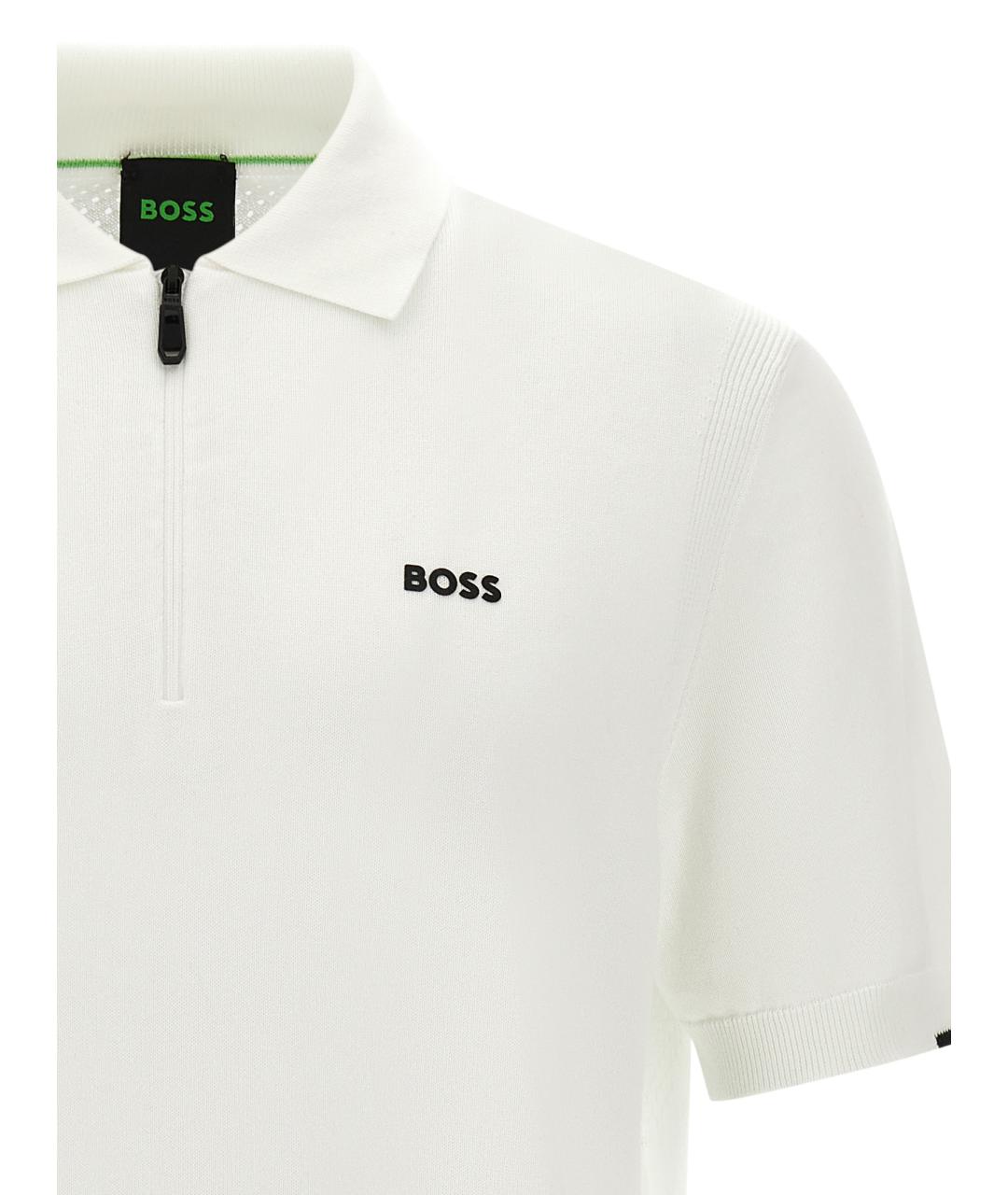 HUGO BOSS Белое хлопковое поло с коротким рукавом, фото 3