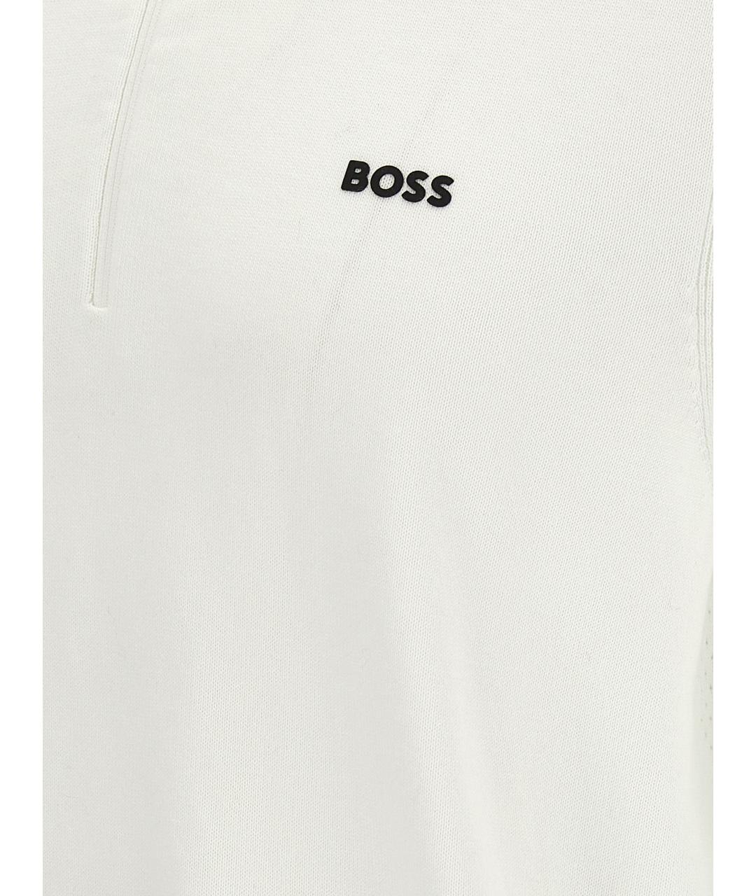 HUGO BOSS Белое хлопковое поло с коротким рукавом, фото 4
