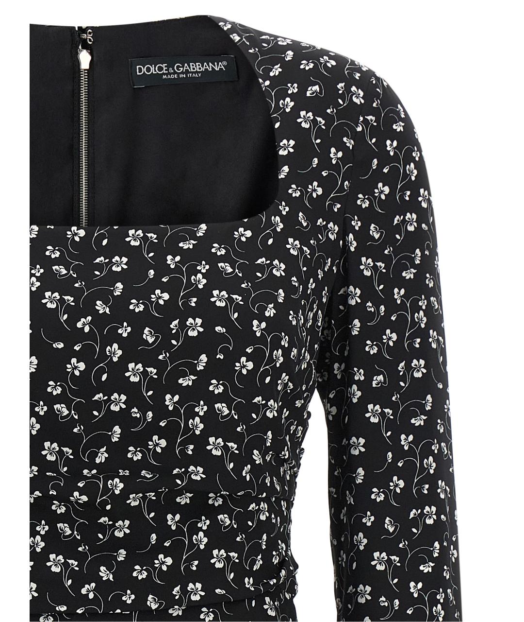 DOLCE&GABBANA Черное шелковое повседневное платье, фото 3