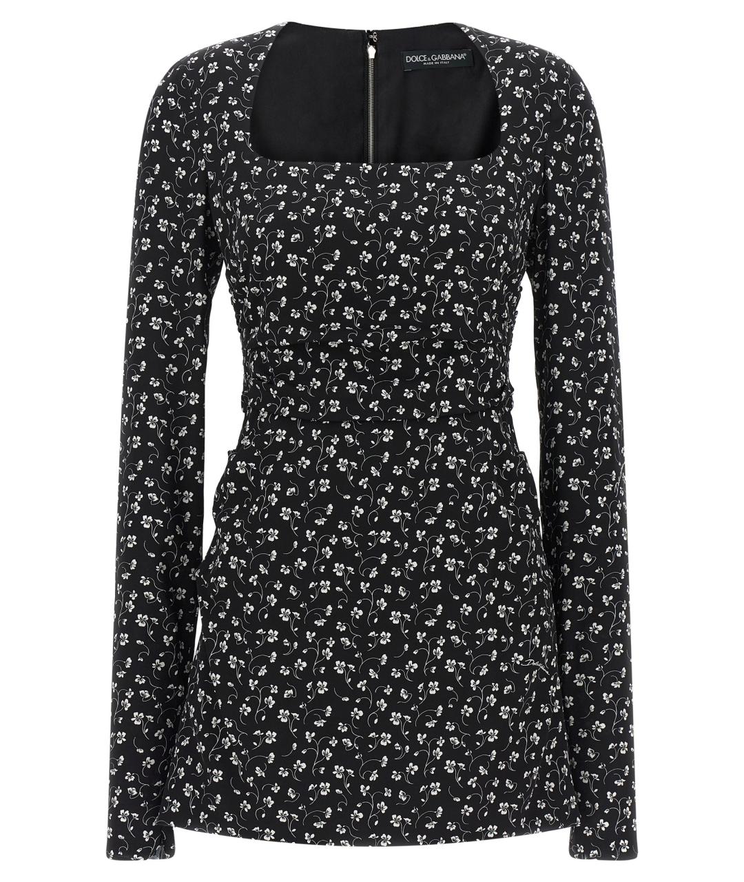 DOLCE&GABBANA Черное шелковое повседневное платье, фото 1