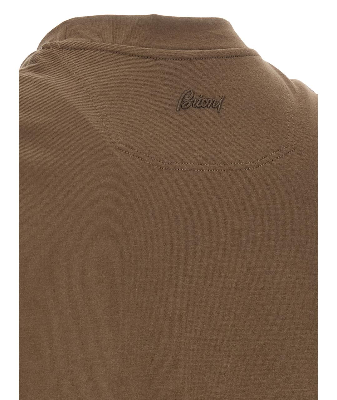BRIONI Коричневая хлопковая футболка, фото 4