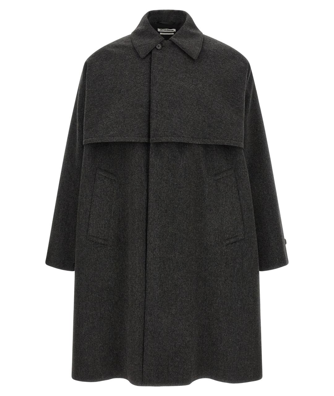 JIL SANDER Серое шерстяное пальто, фото 1