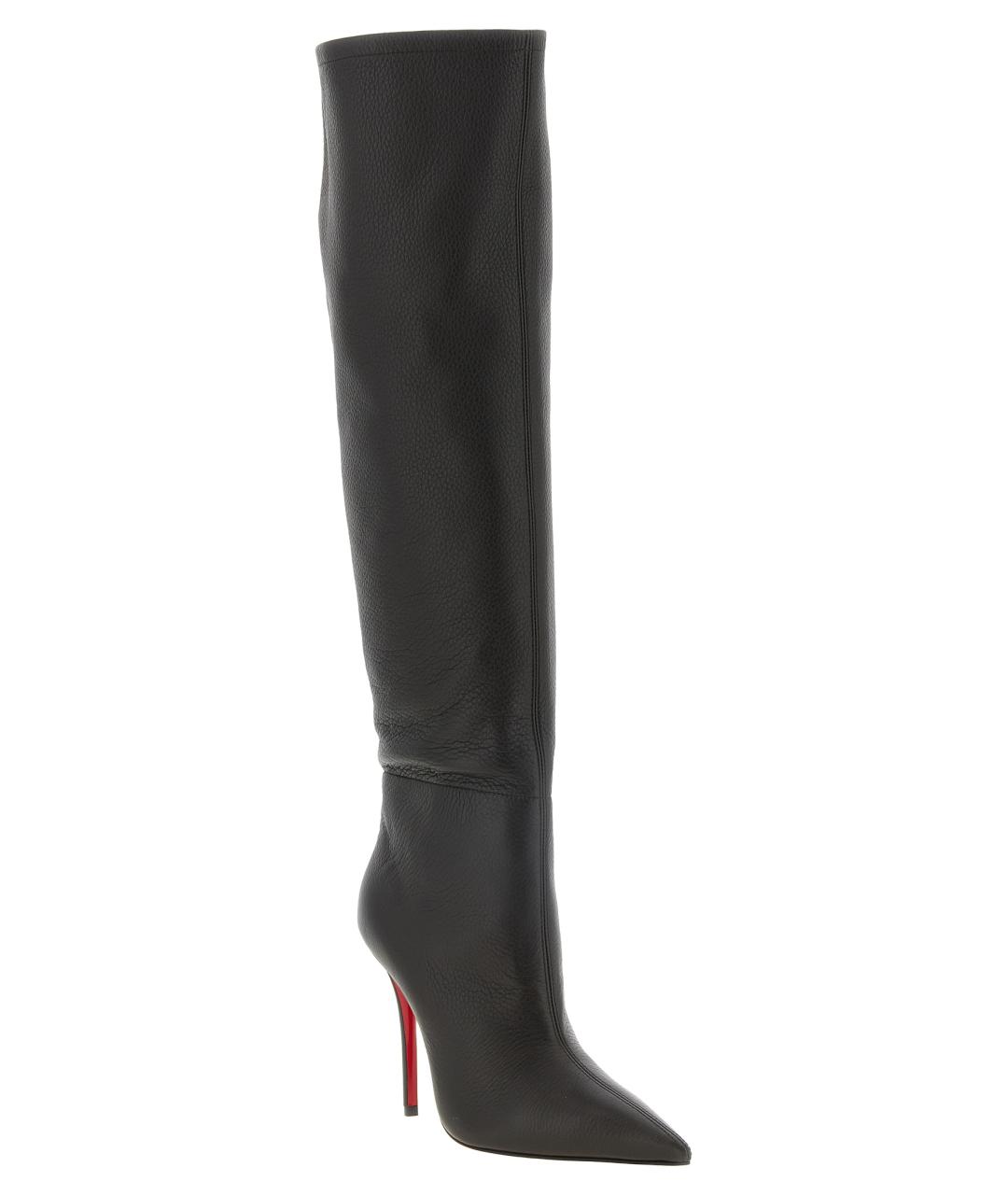 CHRISTIAN LOUBOUTIN Коричневые кожаные ботфорты, фото 2