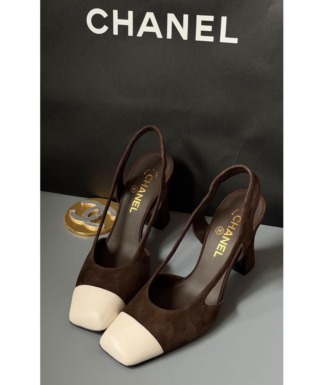 CHANEL Коричневые замшевые туфли, фото 2