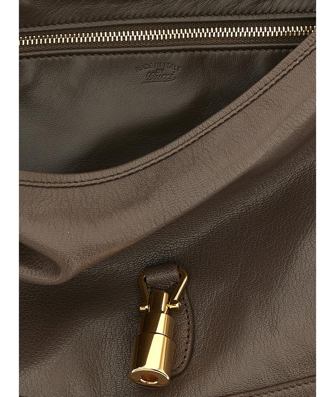 GUCCI Коричневая кожаная сумка через плечо, фото 4