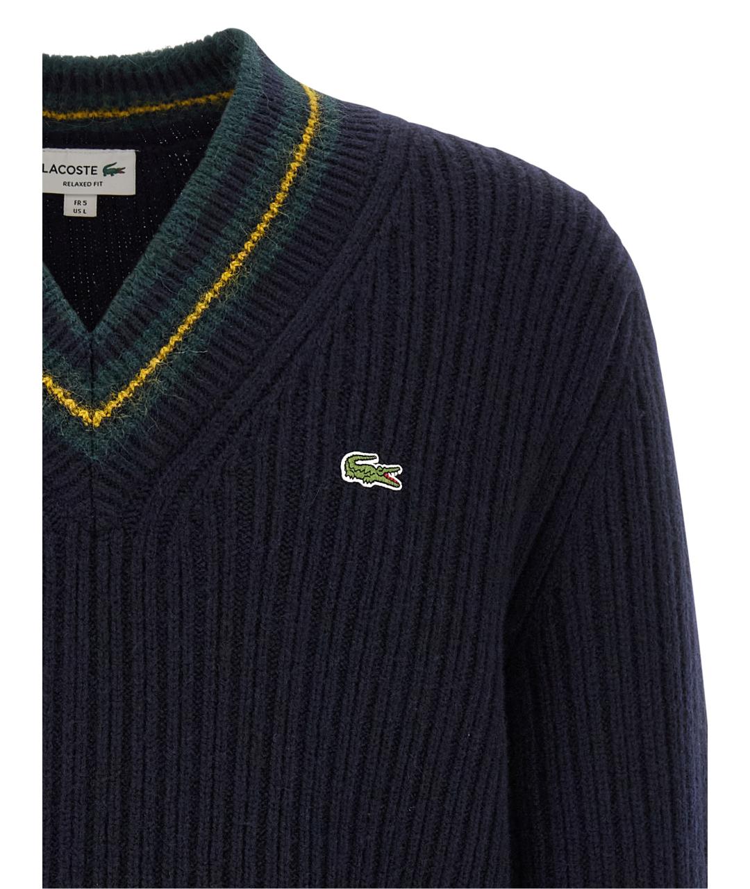 LACOSTE Темно-синий шерстяной джемпер / свитер, фото 3